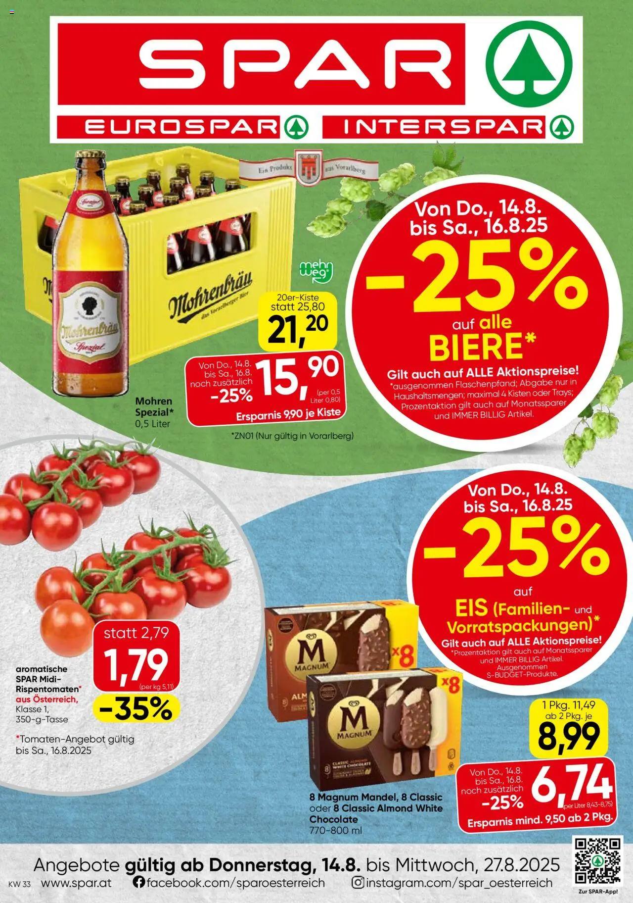  SPAR Flugblatt 14.08.2025 - Prospekt "Vorarlberg" - Seite 1