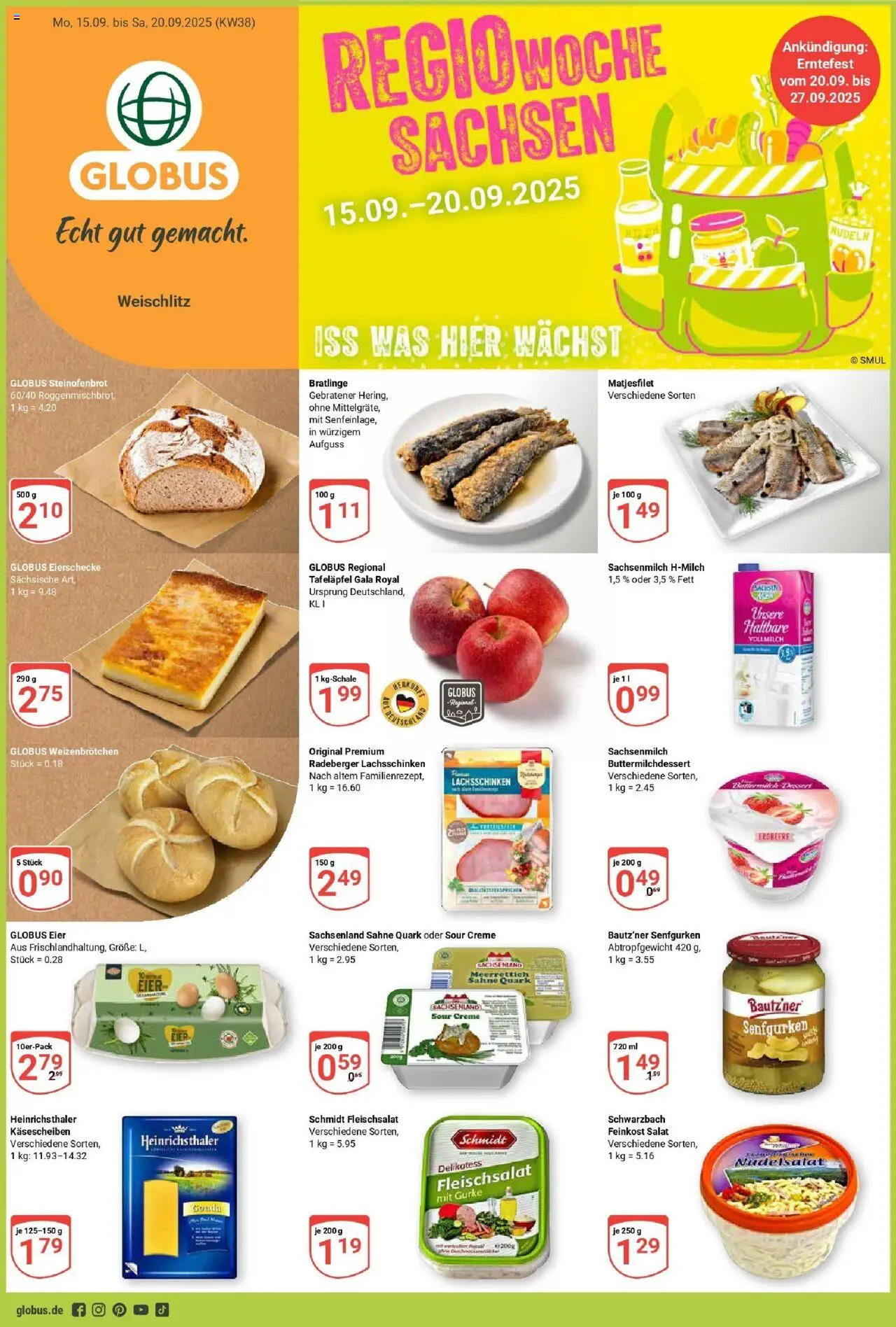 Globus Prospekt ab Montag 14.09.2025 > Prospekt Weischlitz	