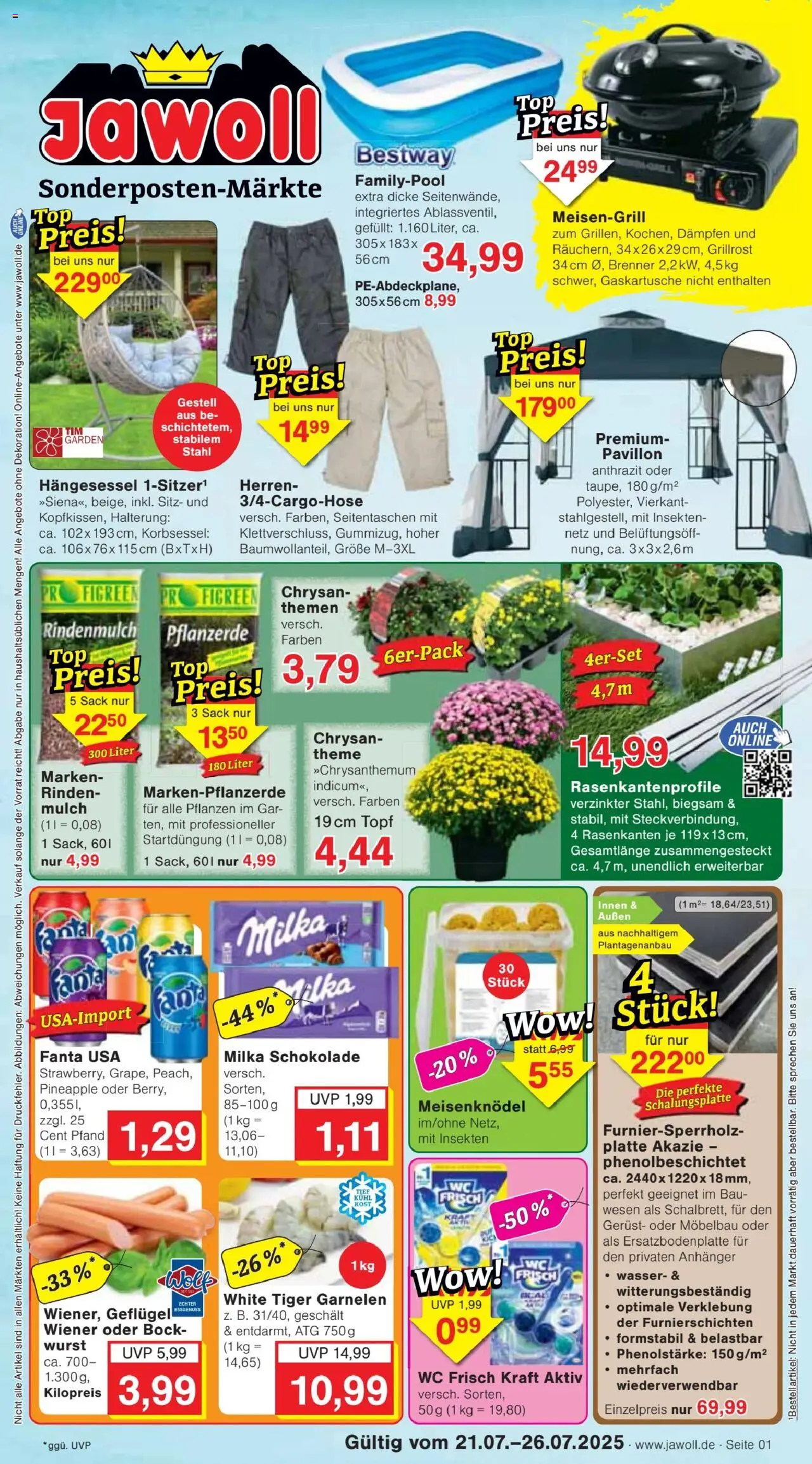 Jawoll Prospekt (vom 21.07.2025 - 26.07.2025) - Wasser, Wurst, Garnelen, Milka schokolade, Rindenmulch, Milka, Wc frisch, Tiger garnelen