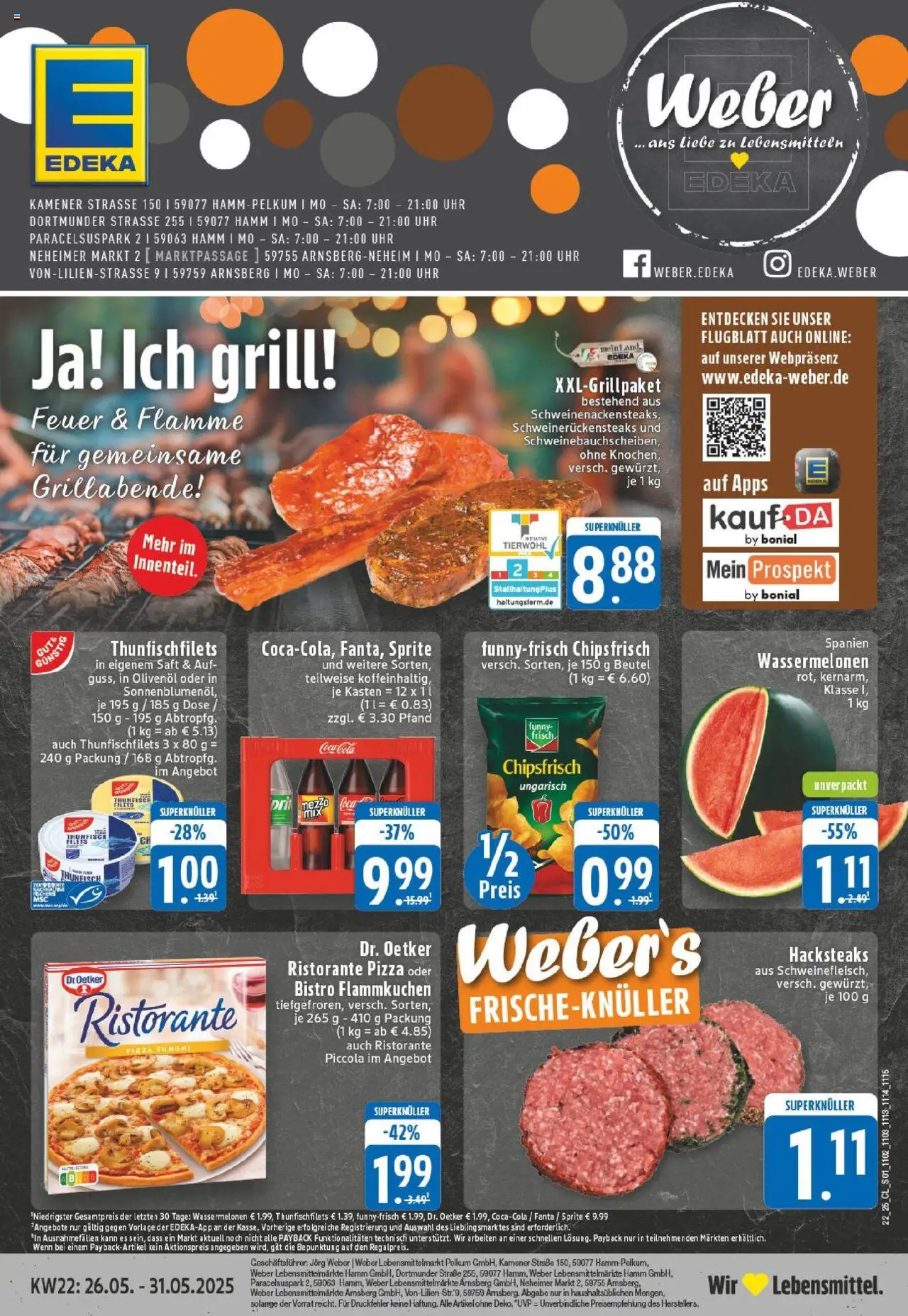 EDEKA Prospekt ab 25.05.2025 - Prospekt Hamm Online - Chips, Coca cola, Grill, Cola, Ristorante, Fanta, Sprite, Olivenol