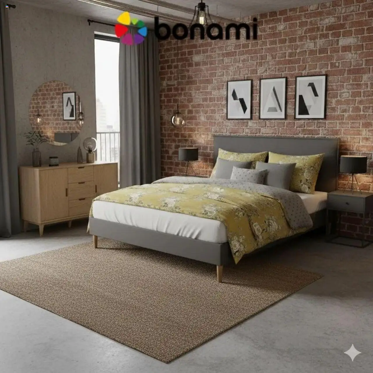 Bonami Moderná spálňa v sivo-žltých tónoch (01.09. - 31.12.2025) - Akčná ponuka