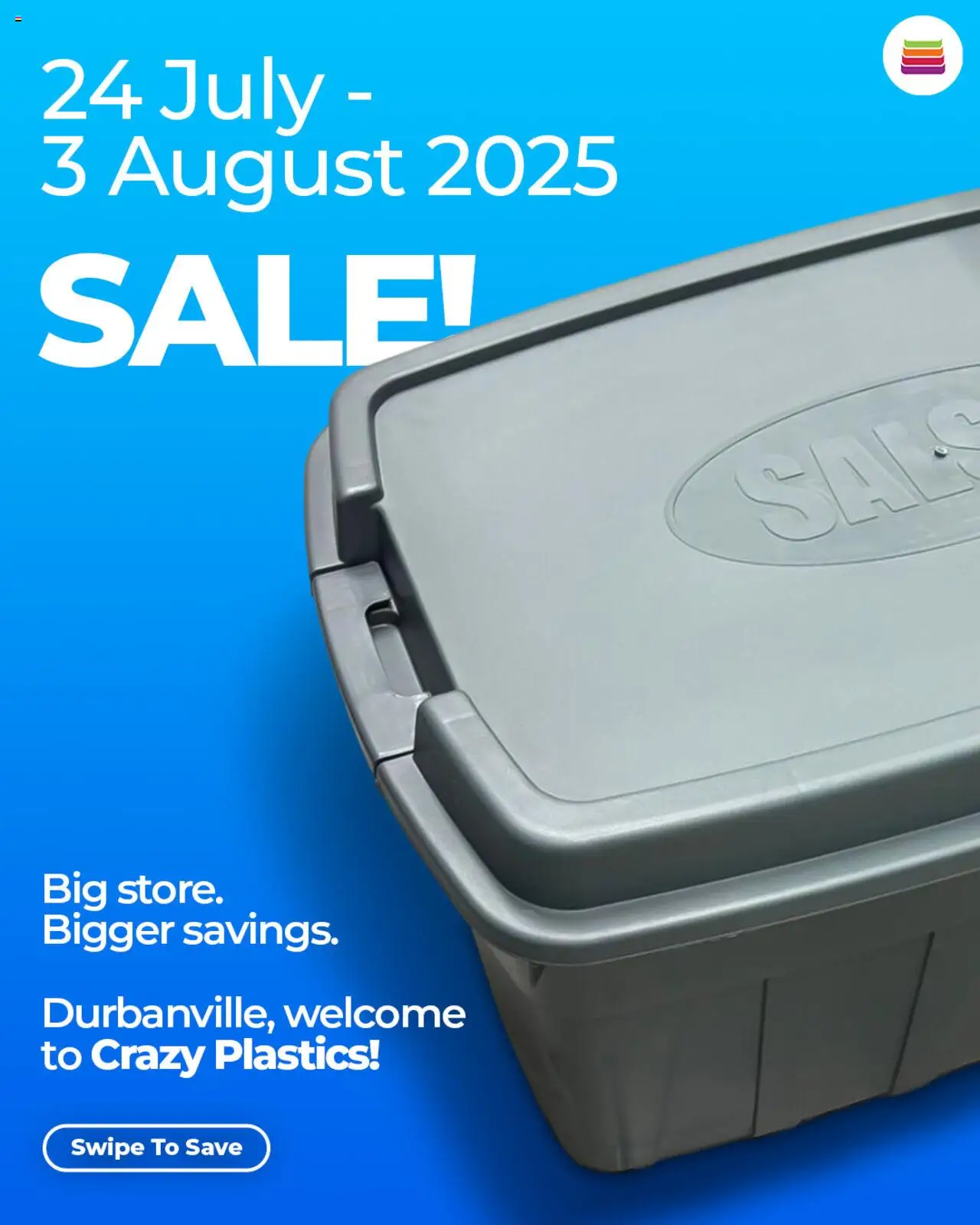 Crazy Plastics Durbanville grand opening promo from 24/07 - 03/08/2025 > Promotions