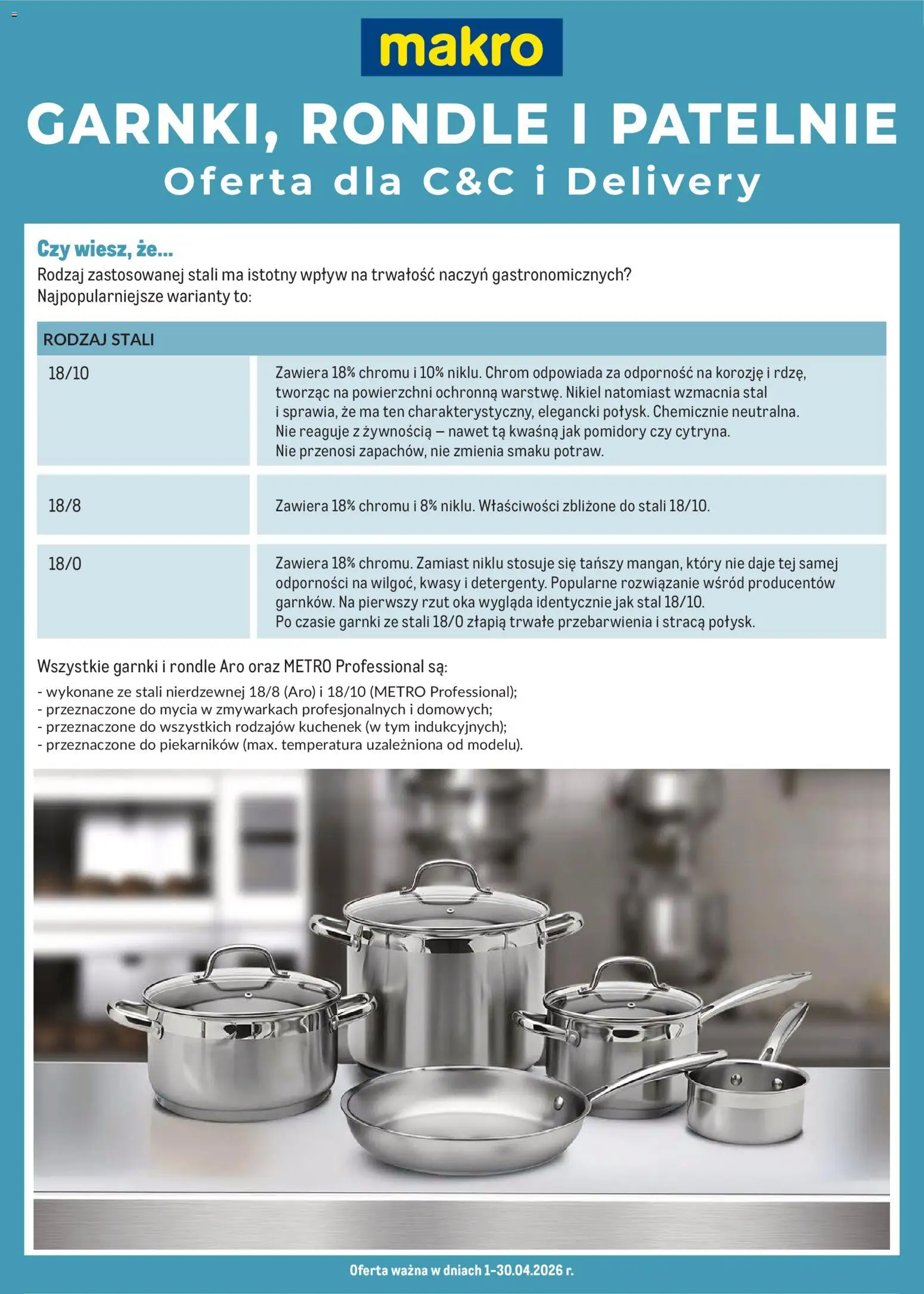 Pogląd gazetki "Makro gazetka - Garnki rondla patelnie" ze sklepu Makro ważnej od 01.04.2026