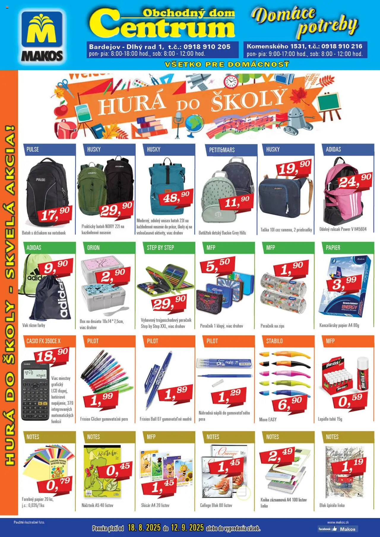 Makos Hurá do školy od 18.08.2025 > Makosáčik online - Adidas, Ruksak, Kniha, Batoh, Peračník, Kancelársky papier, Pero, Taška
