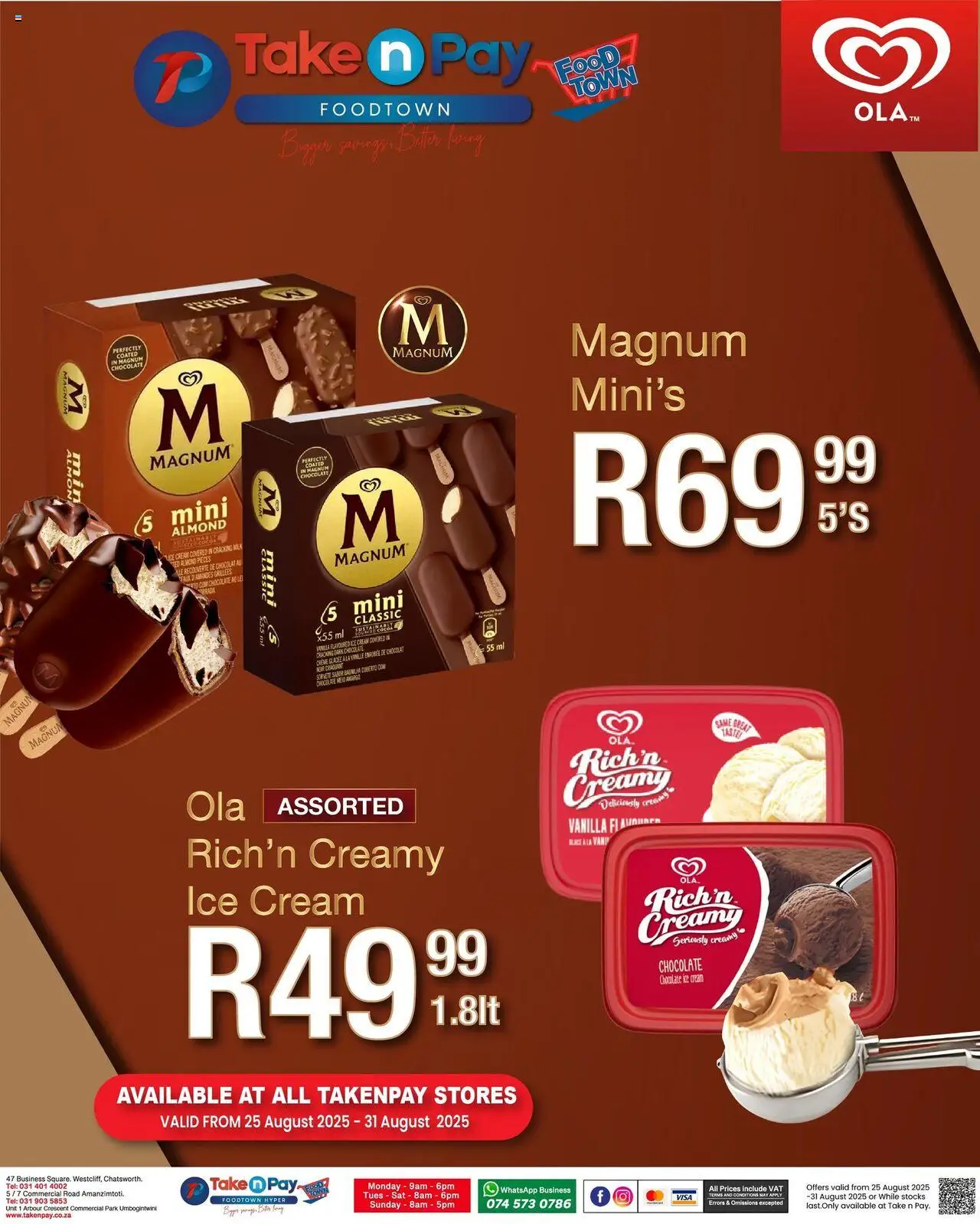 Take n Pay Ice cream Deals from 25/08 - 31/08/2025 > Promotions
