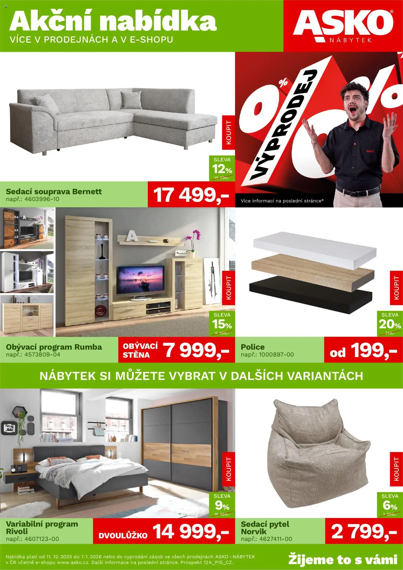 Náhled nabídky: ASKO nábytek Leták platný od 11.12.2025 - Nábytek, Sedací souprava, Police, Sedací pytel