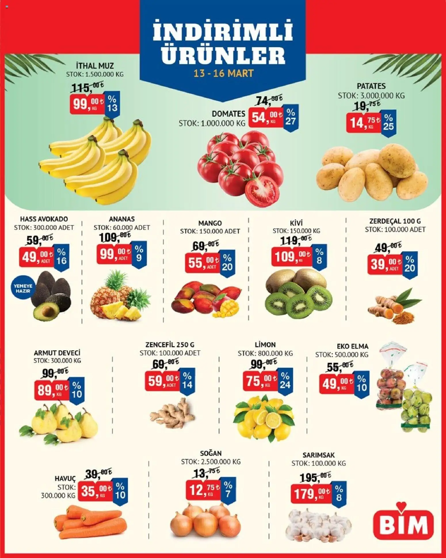 BİM BİM - Meyve Sebze 13.03.2026 - Broşürünün önizlemesi