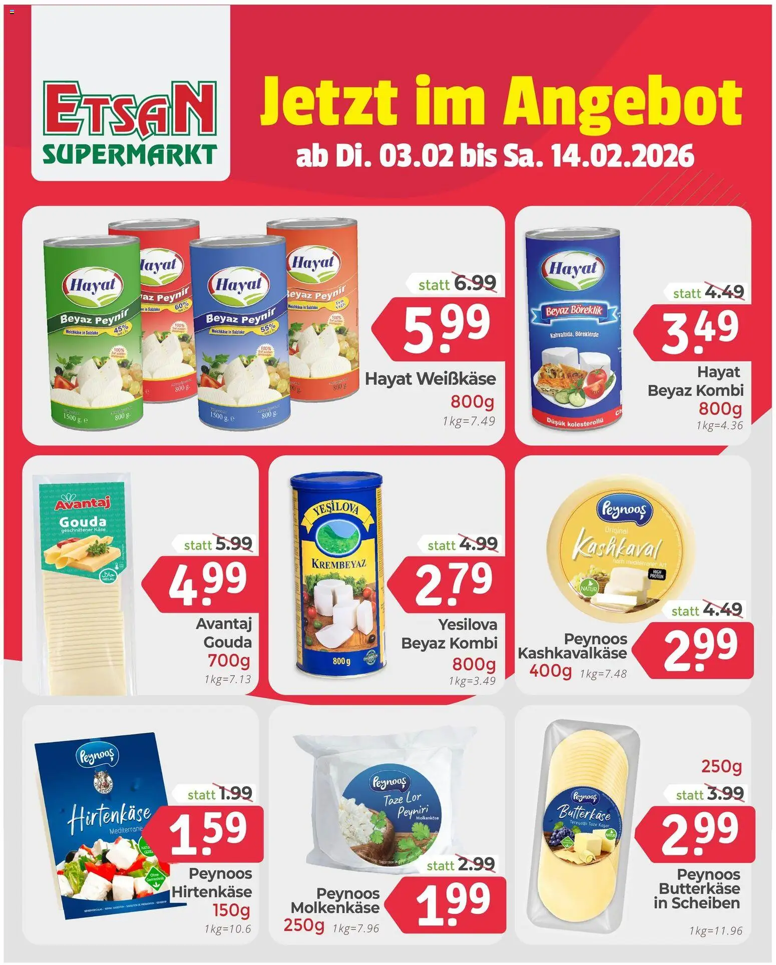 Vorschau der Angebote: ETSAN Flugblatt gültig ab 03.02.2026 - Käse, Weißkäse