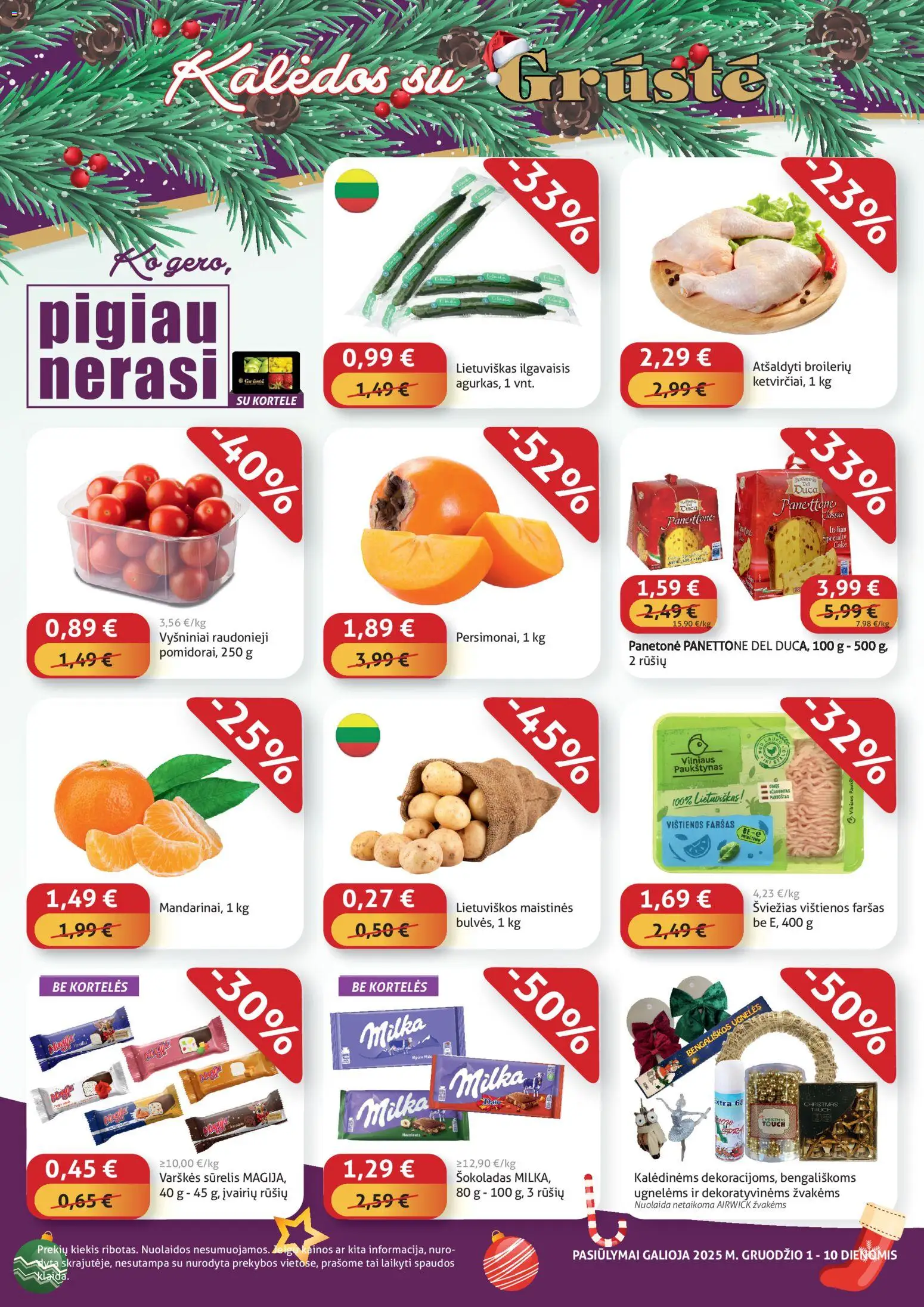 GRUSTE parduotuvės leidinio Leidinys - galiojančio nuo 2025.12.01 peržiūra - Šokoladas, Sūrelis, Vištienos