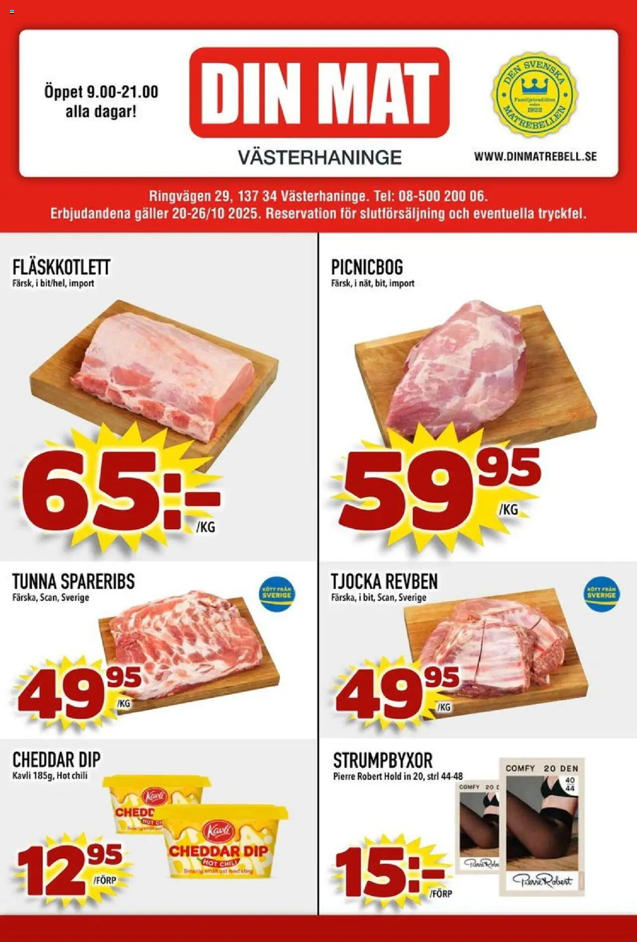 Aktuella reklamblad Din Mat är giltig 20/10 2025 > Veckans Erbjudanden gäller från 20/10/2025 till 26/10/2025 sidnummer 1