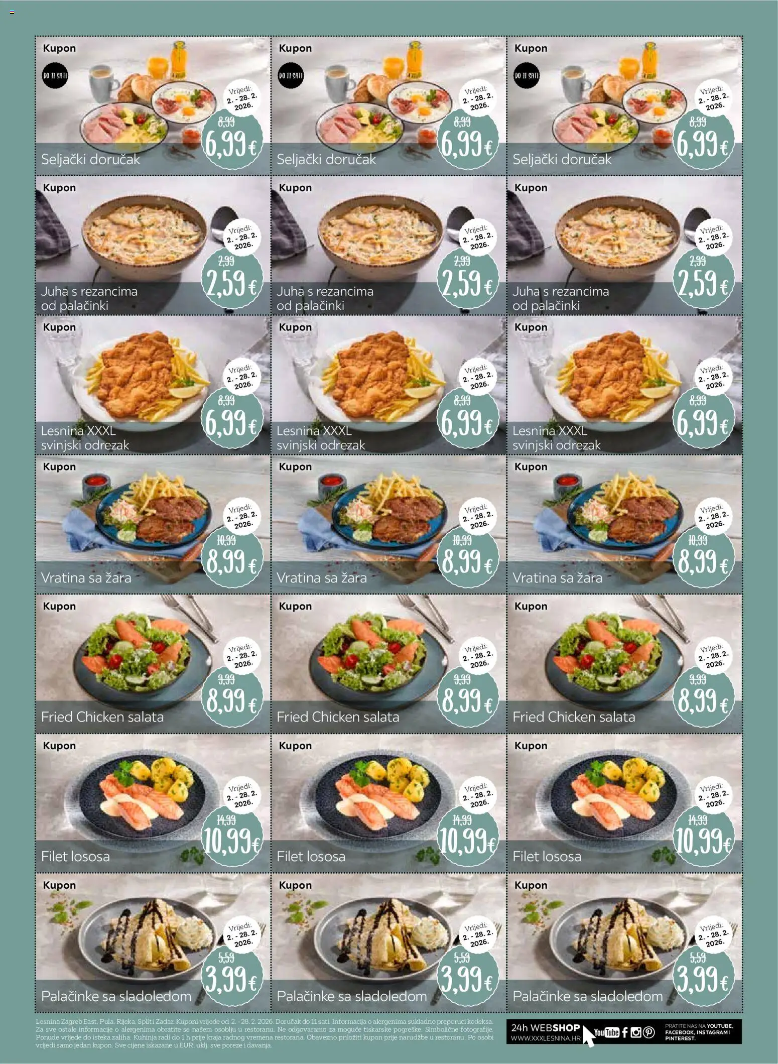 Pregled letka Kuponi za restoran trgovine Lesnina vrijedi od 01.02.2026