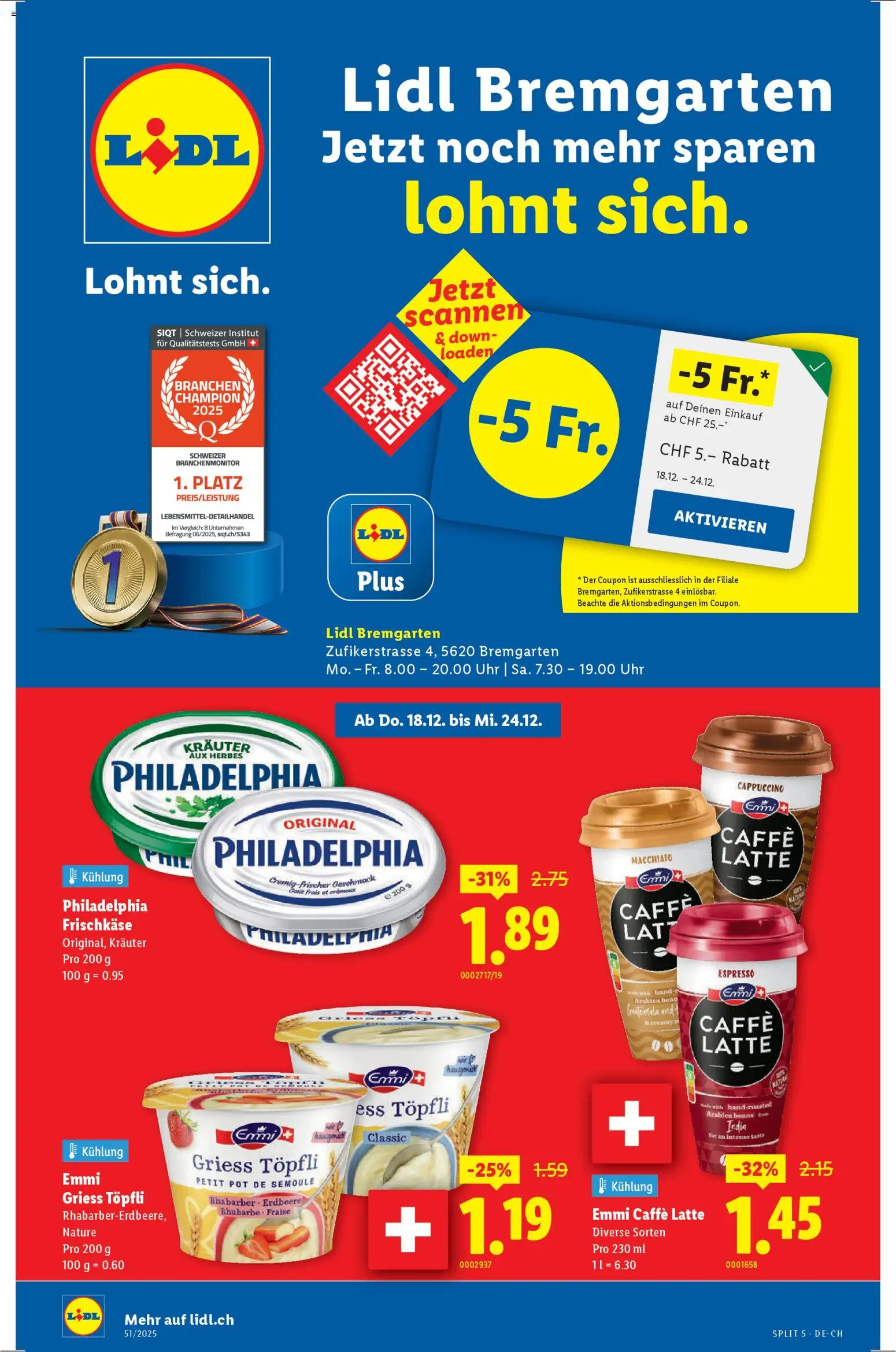 Vorschau des Merkblatts Aktionen Neueröffnung Bremgarten vom Shop Lidl gültig von 18.12.2025 bis 24.12.2025