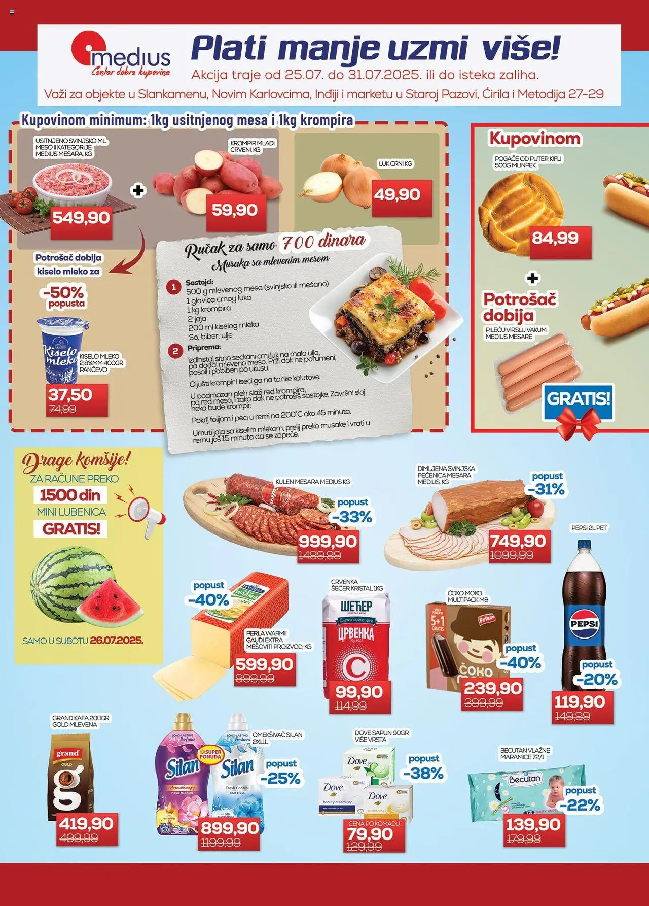 Medius katalog važi od 25.07.2025 - stranica 1 - Lubenica, Crni luk, Pepsi, Kulen, Ulje, Sastojci, Maramice, Šećer kristal
