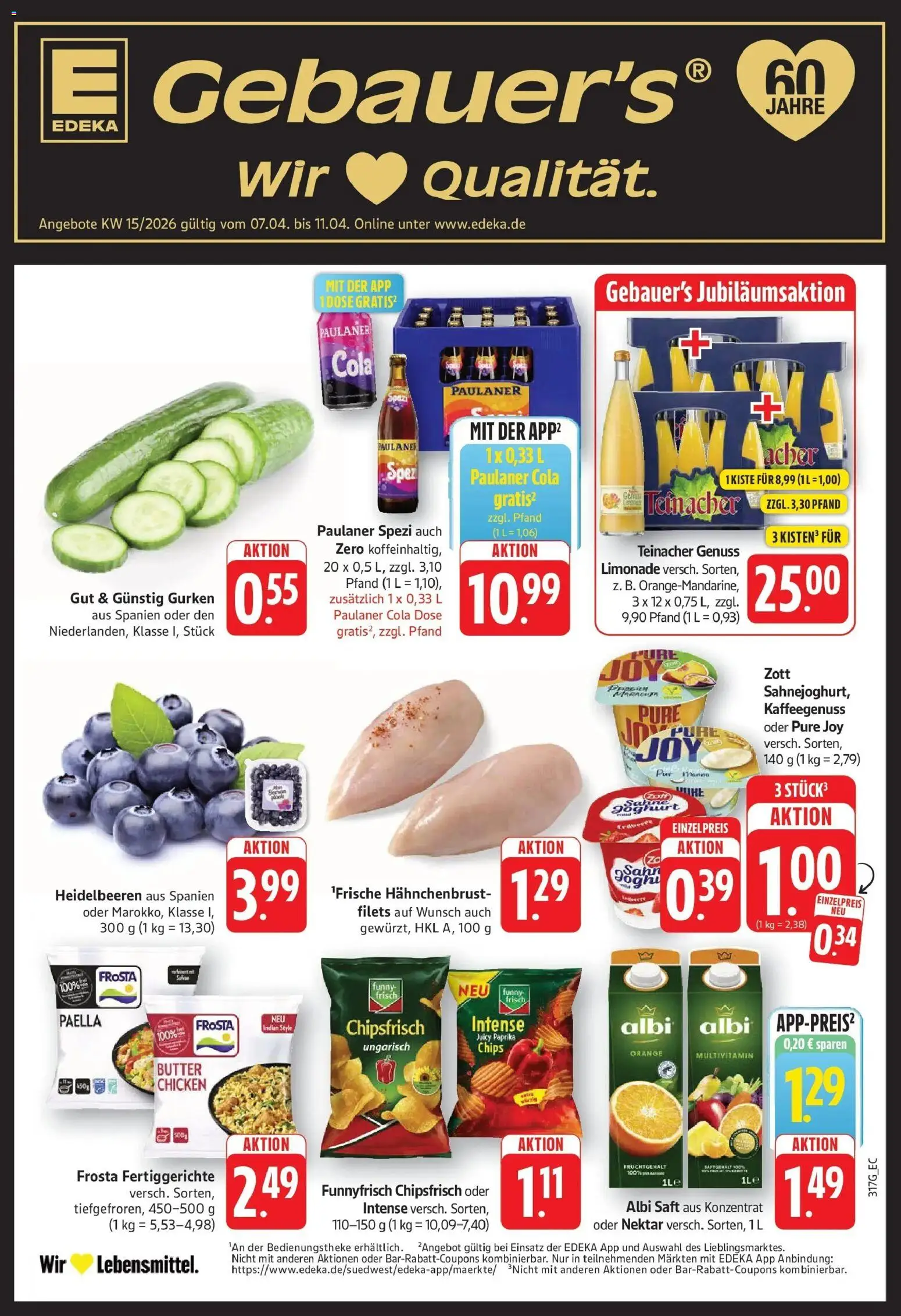 Vorschau von dem Prospekt des Geschäftes E center, gültig ab dem 05.04.2026 - Chips, Heidelbeeren, Paprika, Paulaner, Sahne, Saft, Fertiggerichte, Hahnchenbrust