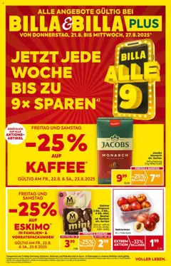 Vorschau der Angebote: Billa Prospekt aktuell gültig ab 21.08.2025
