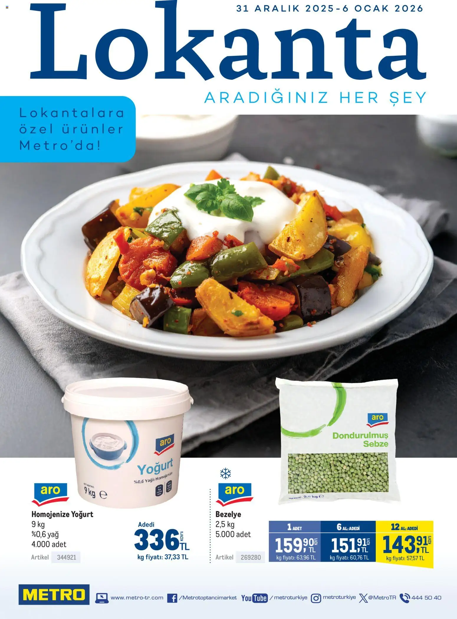 Metro Lokantalar 31.12.2025 - Broşürünün önizlemesi - Yağ, Ocak, Yoğurt, Sebze, Bezelye