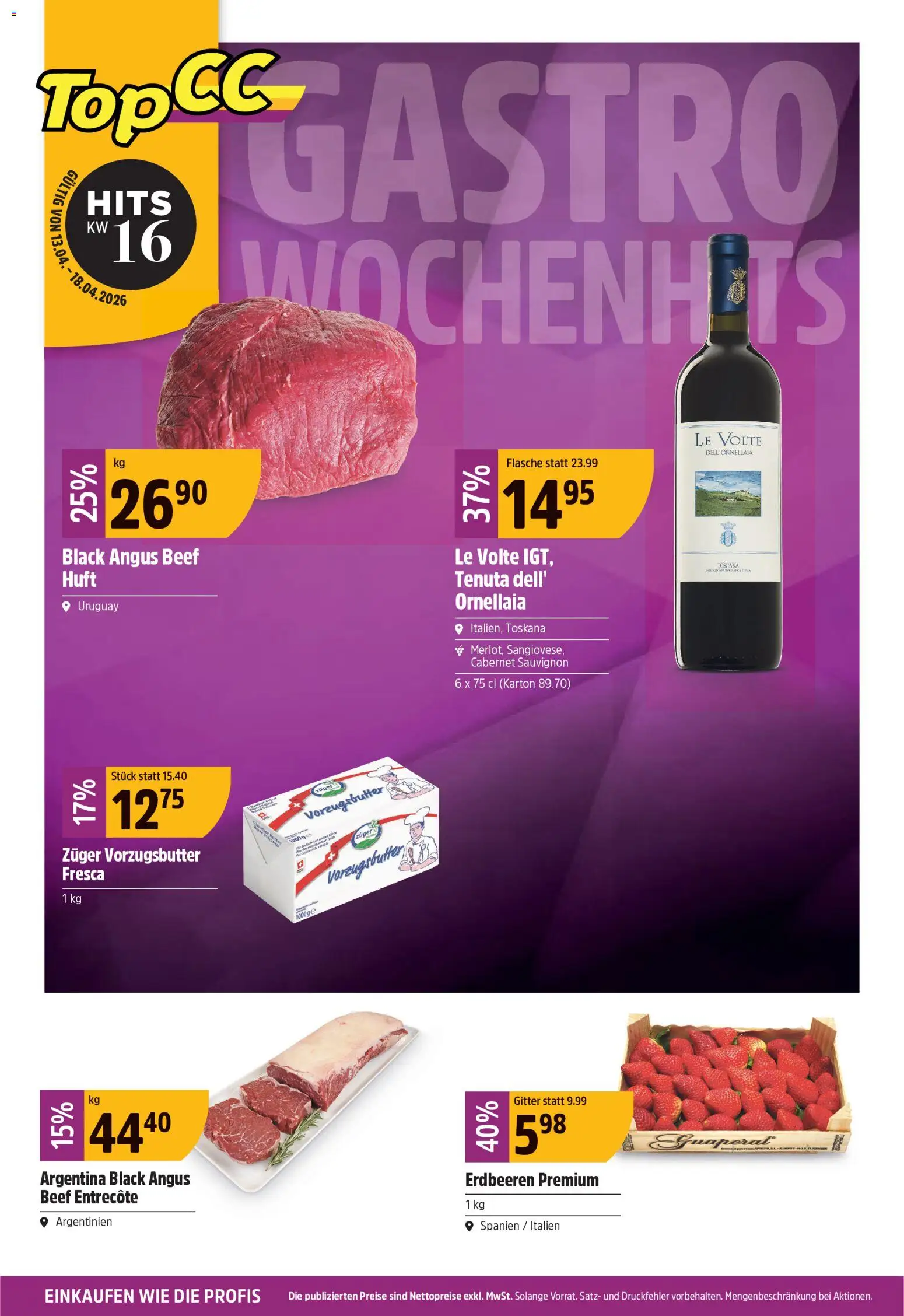 Vorschau des Merkblatts TopCC aktionen vom Shop TopCC gültig von 13.04.2026 bis 18.04.2026 - Erdbeeren, Gitter