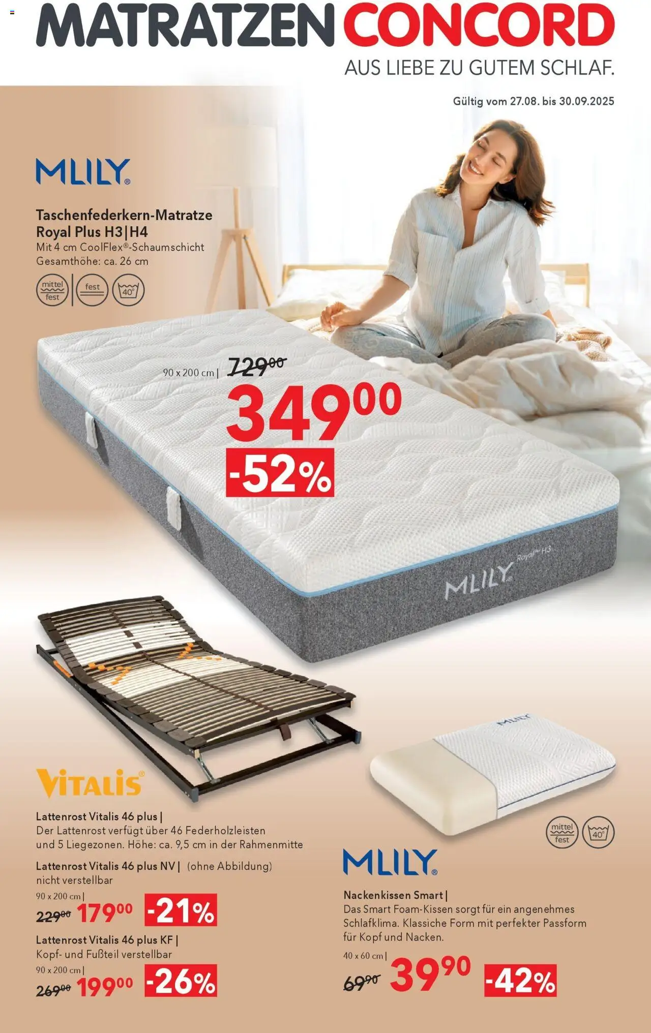 Matratzen Concord Flugblatt ab (27.08.2025 - 30.09.2025) - Seite 1