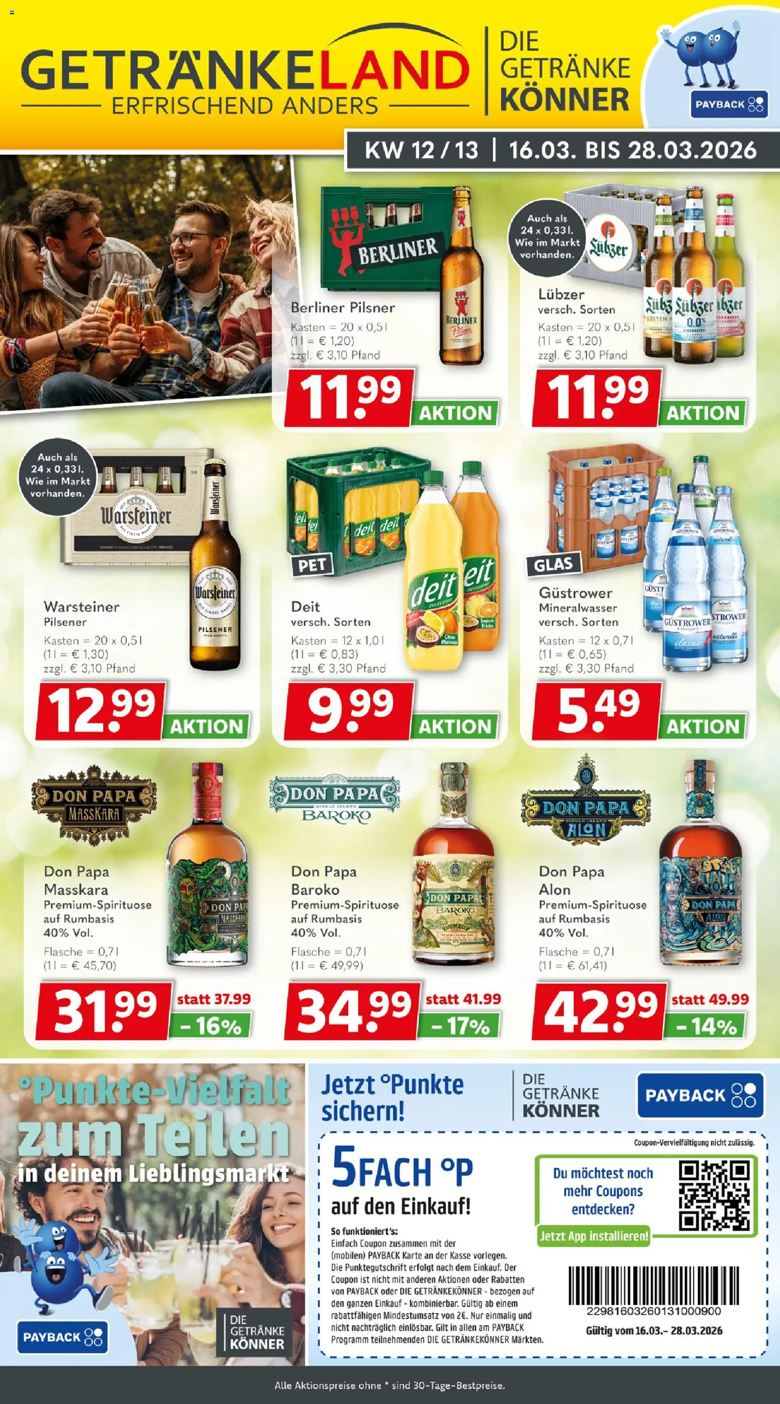 Vorschau von dem Prospekt des Geschäftes Getränkeland, gültig ab dem 16.03.2026 - Mineralwasser, Warsteiner, Berliner, Tür, Radler, Berliner pilsner, Lubzer