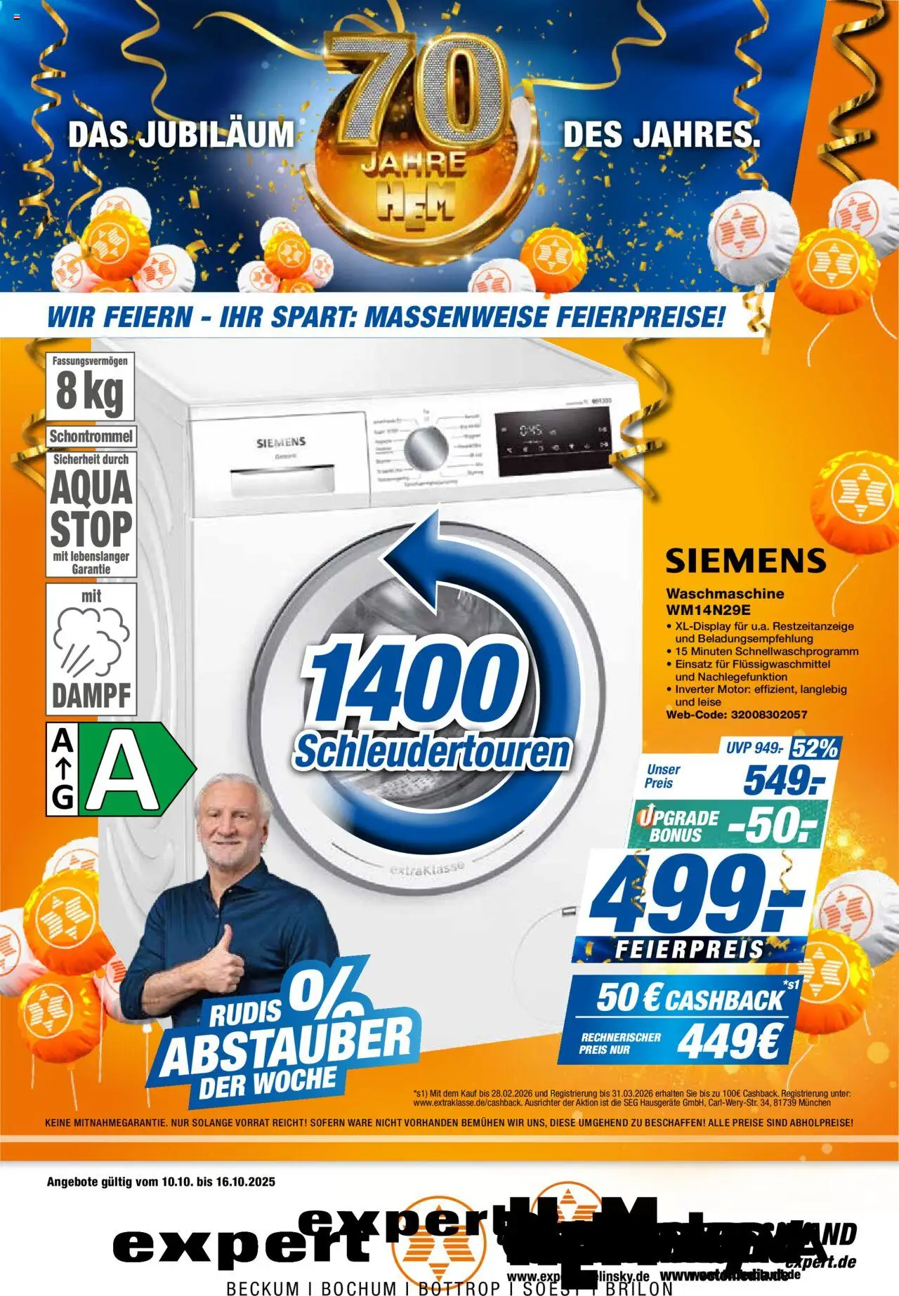 Vorschau von dem Prospekt des Geschäftes Expert, gültig ab dem 10.10.2025 - Waschmaschine, Siemens