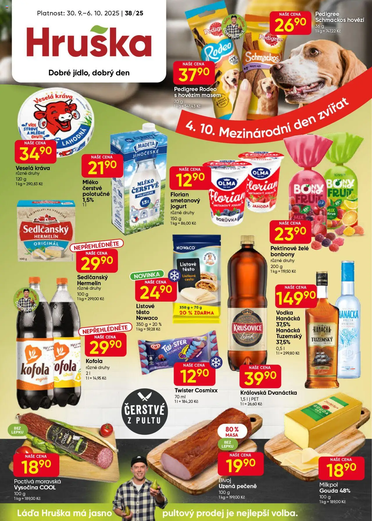  Hruška Leták (30.09.2025 - 06.10.2025) - Vodka, Jogurt, Vysočina, Krušovice, Hovězí, Těsto, Pedigree, Smetanový jogurt