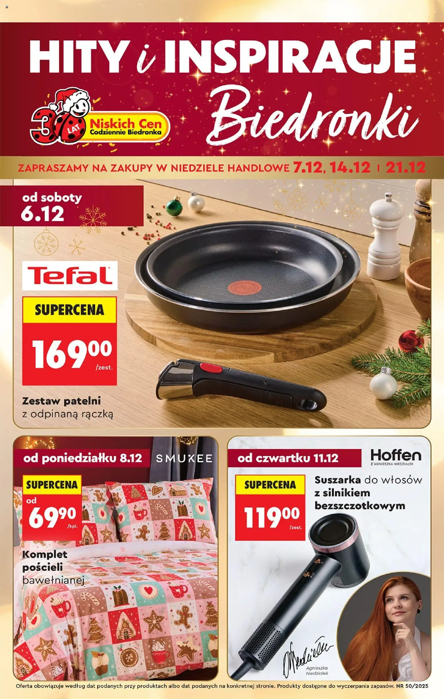 Pogląd gazetki "Hity i inspiracje" ze sklepu Biedronka ważnej od 06.12.2025 - Suszarka do włosów, Tefal, Suszarka