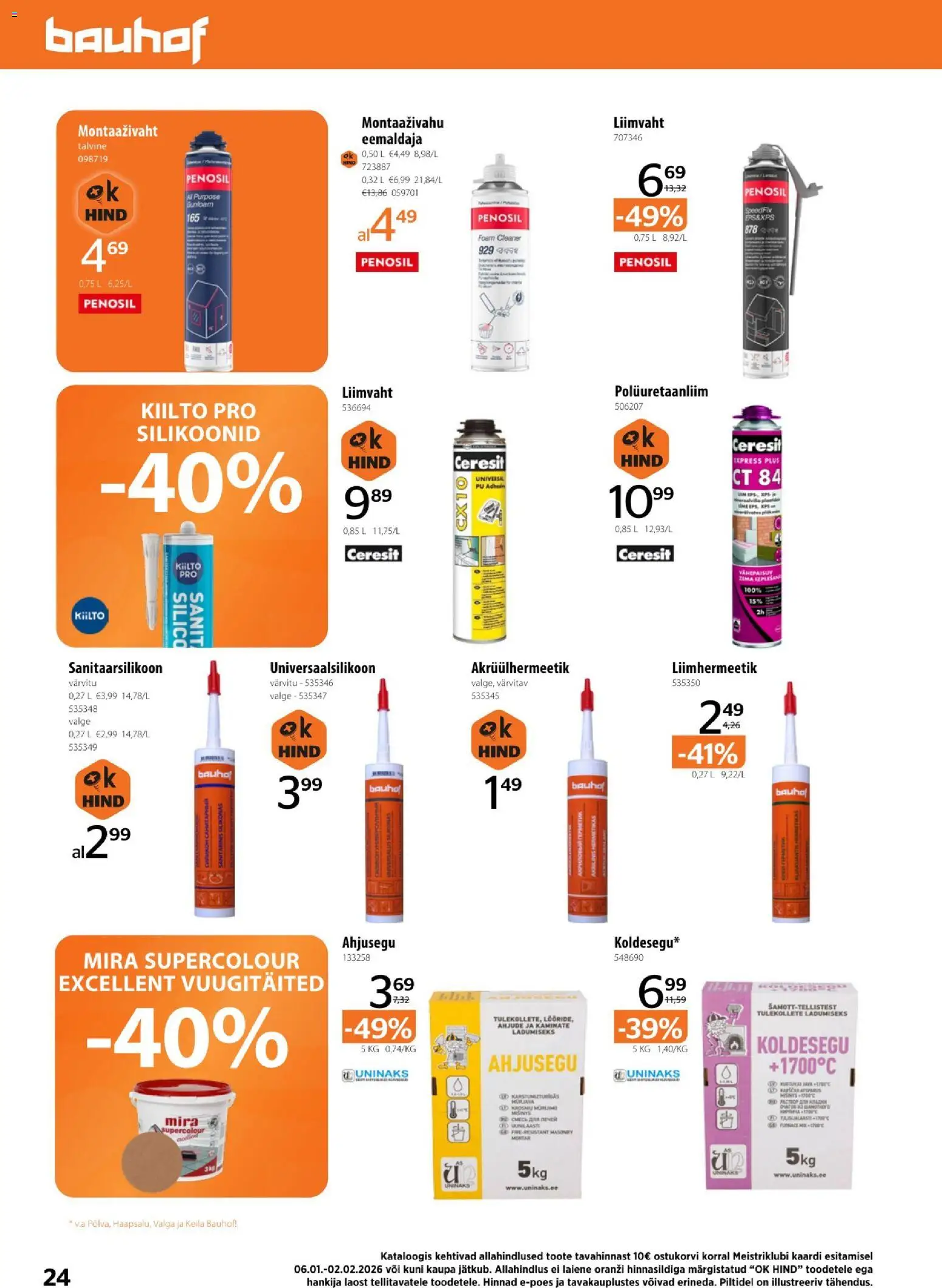 Bauhof kliendilehe eelvaade alates 2026.01.06