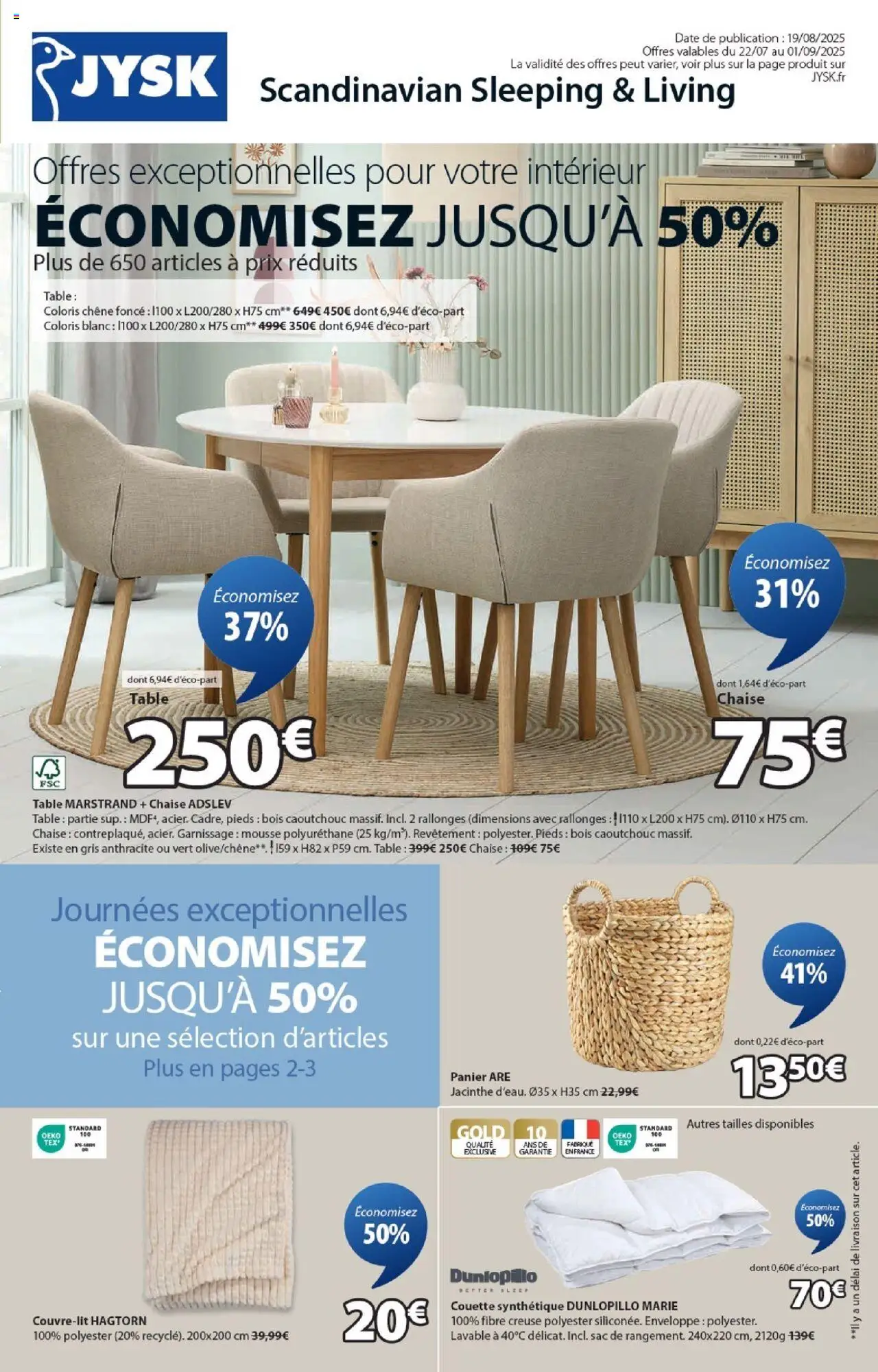 Offres exceptionnelles pour votre intérieur de la boutique Jysk valable du 22/08/2025 - Page numéro 1