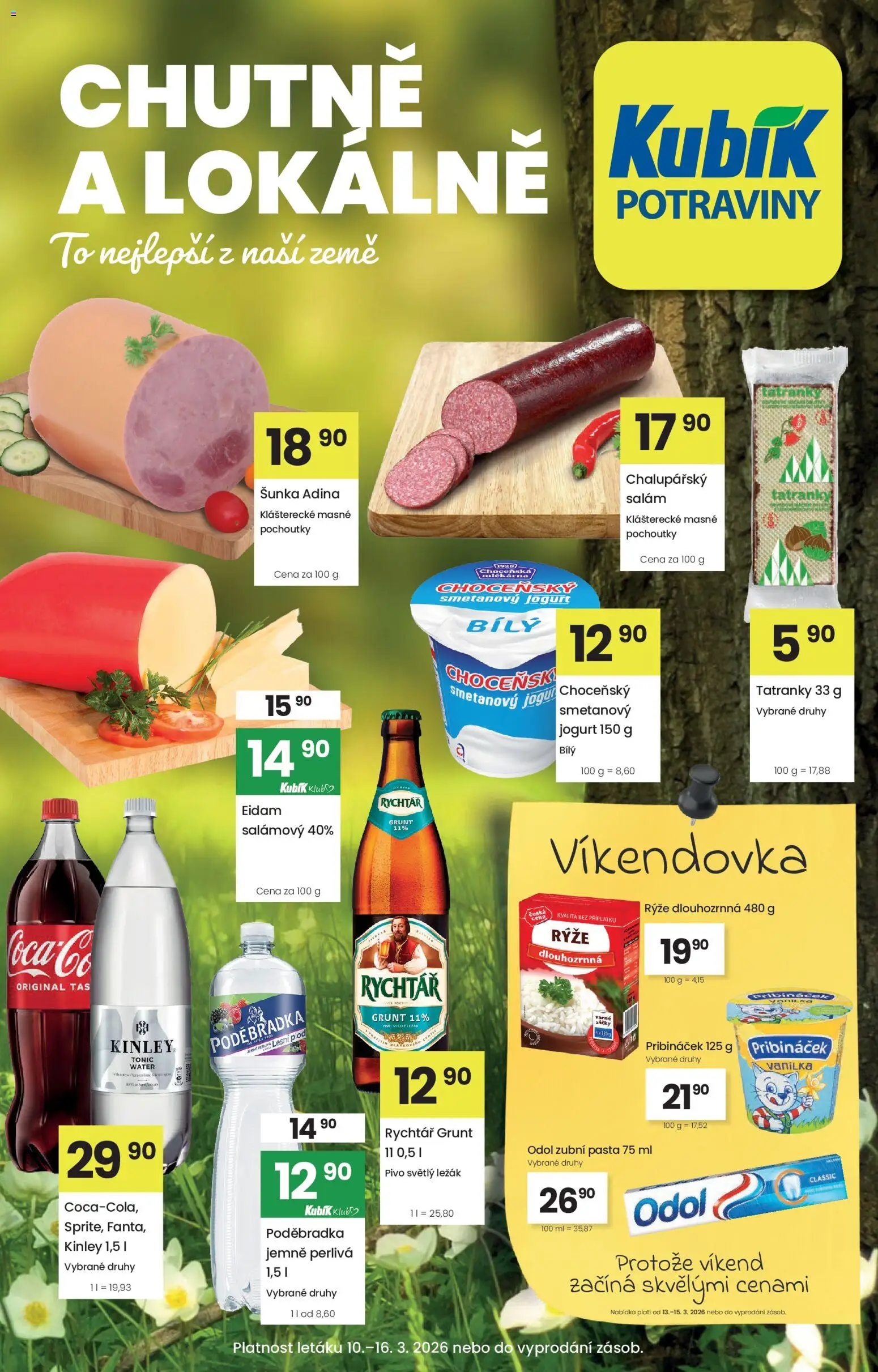 Náhled nabídky: Kubík Kubík leták platný od 10.03.2026 - Jogurt, Šunka, Salám, Vanilka, Tonic, Eidam, Zubní pasta, Poděbradka