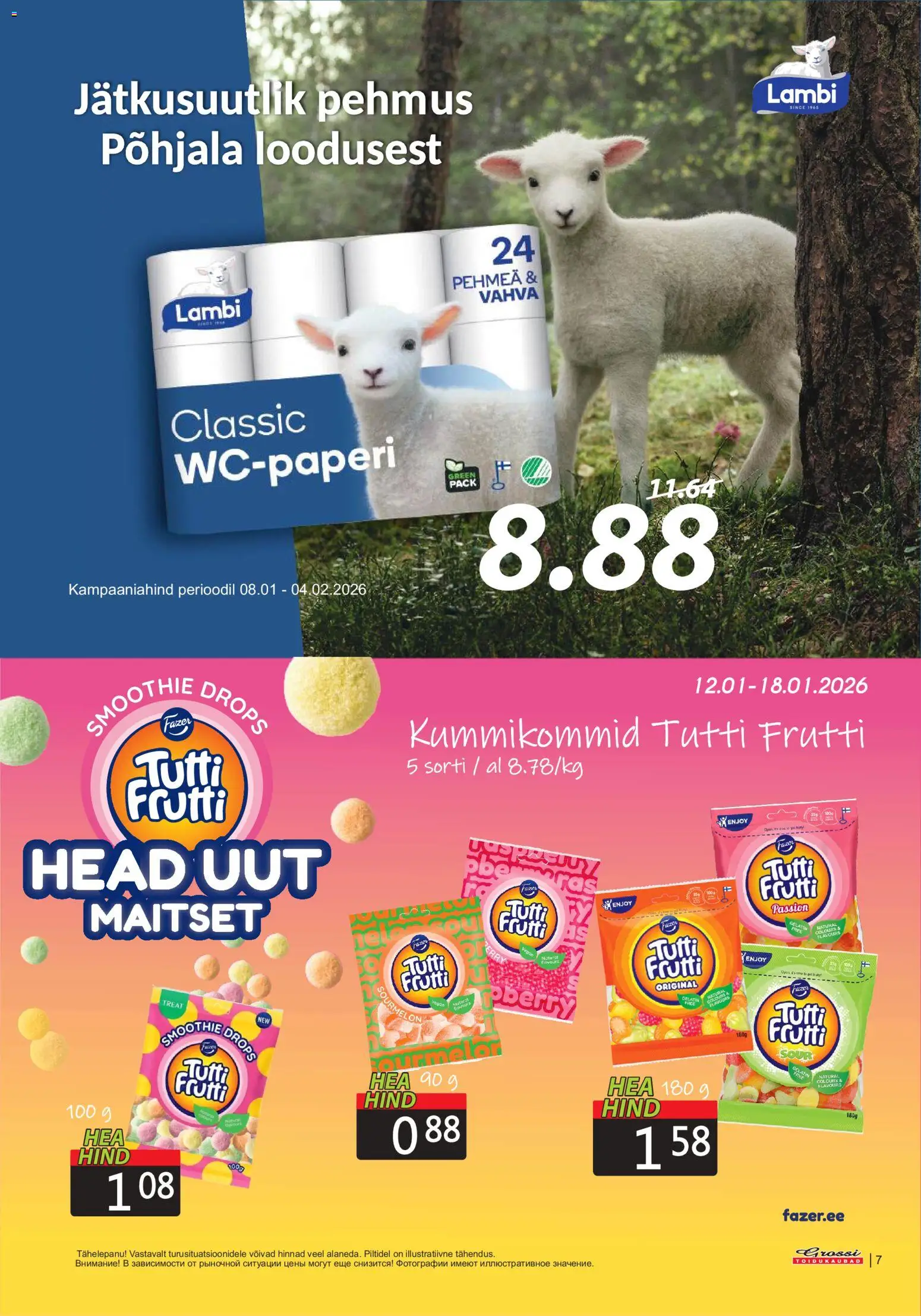 Grossi Toidukaubad kliendilehe eelvaade alates 2026.01.12