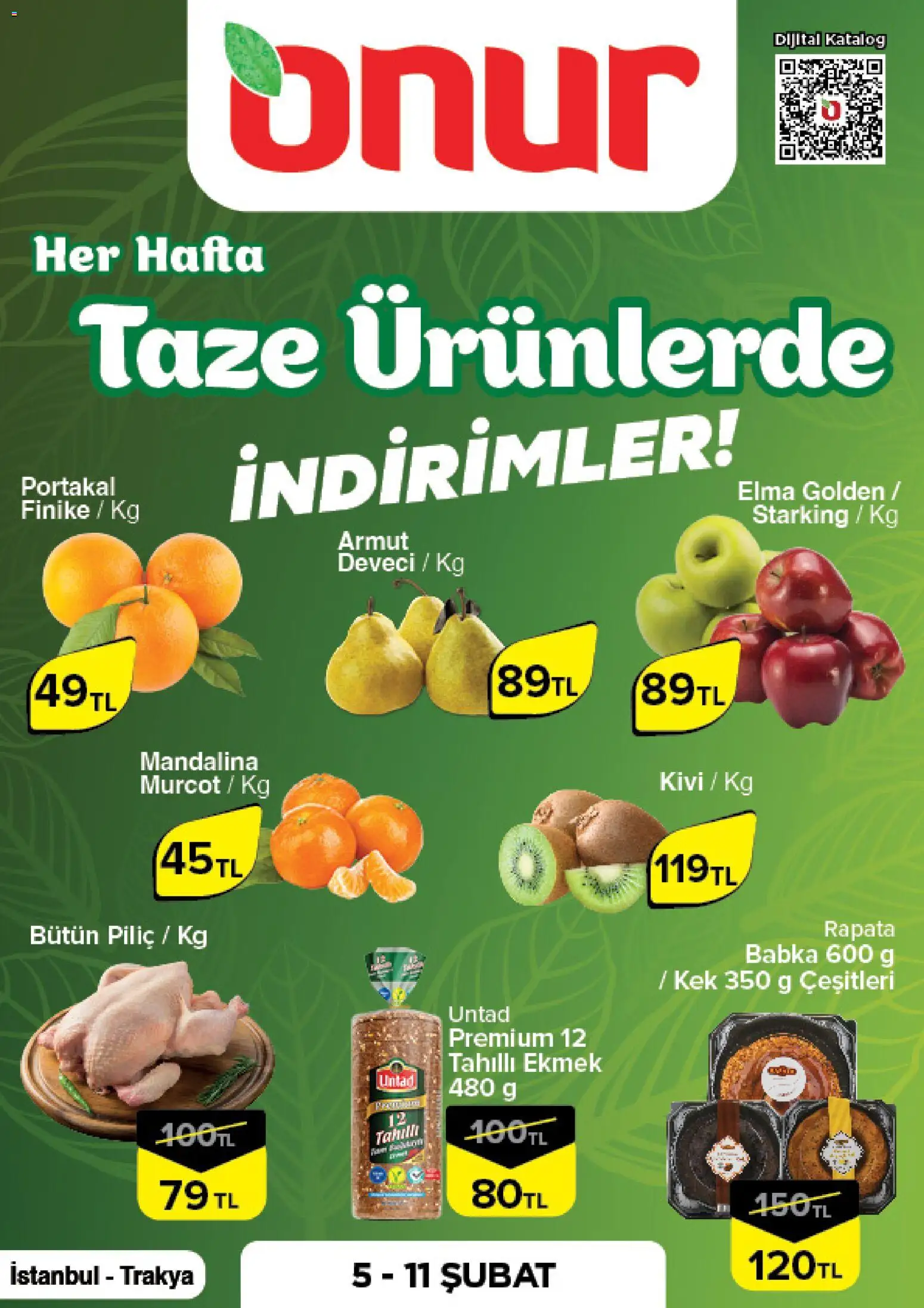 Onur Market Taze Ürünlerde İndirimler - İstanbul & Trakya 05.02.2026 - Broşürünün önizlemesi