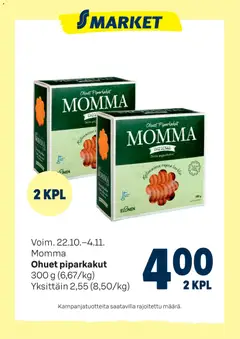 Kaupan S-market Tarjoukset Momma piparit esikatselu, voimassa 22/10/2025