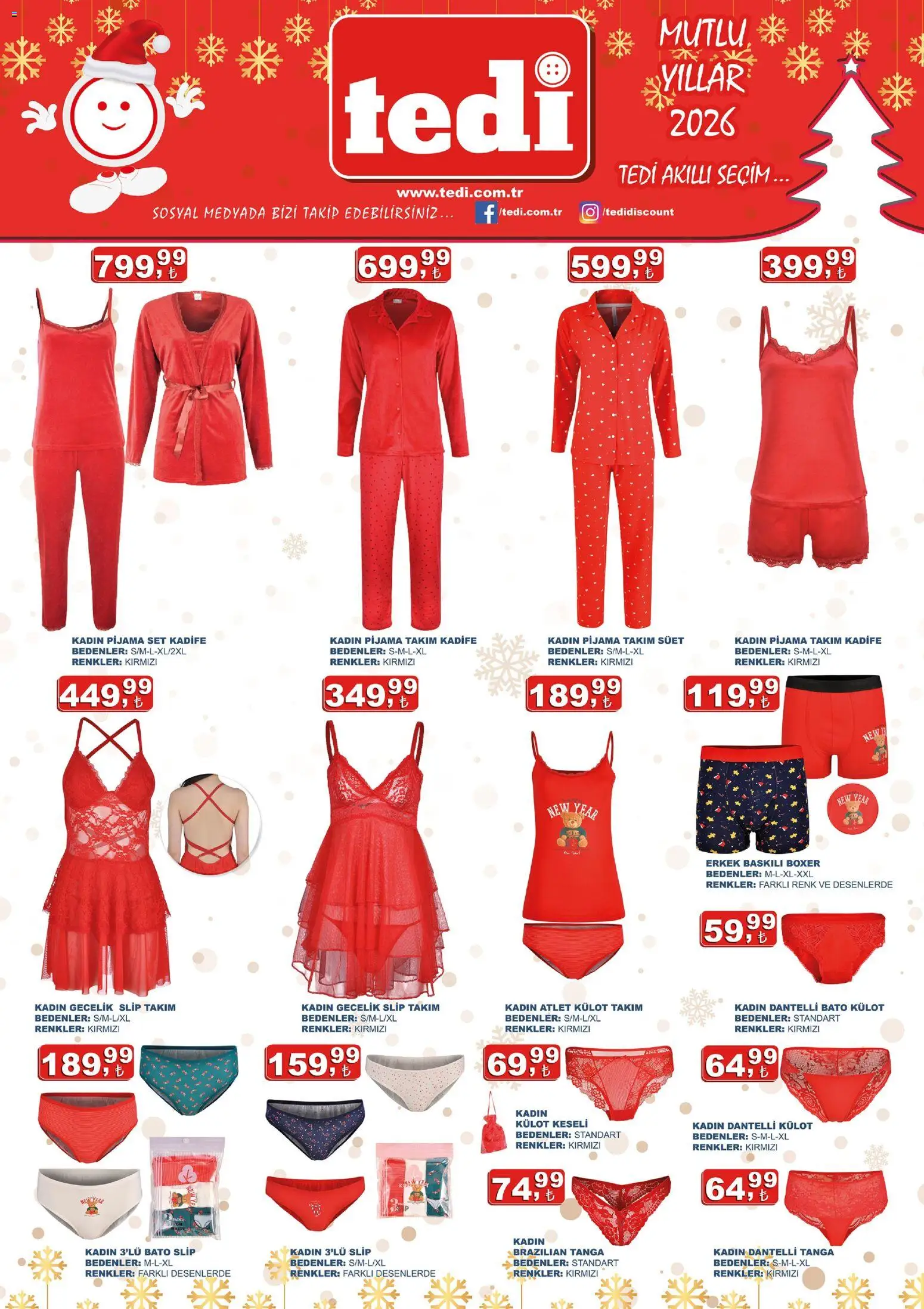 Tedi Katalog 09.12.2025 - Broşürünün önizlemesi - Gecelik, Pijama, Atlet, Külot