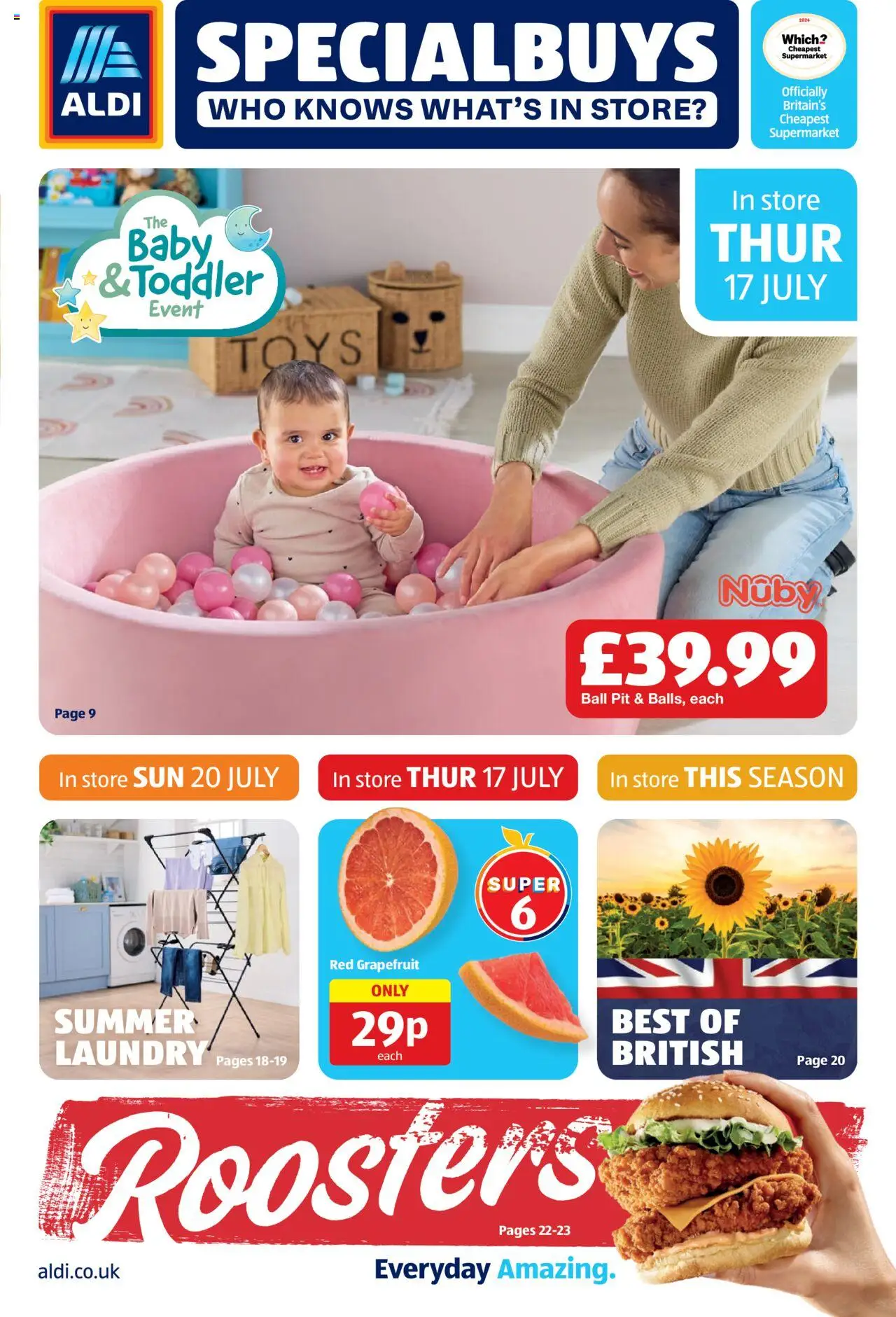 Aldi shop Weekly offers UK Specialbuys valid from 17/07/2025 - Page number 1 - Toys, Grapefruit