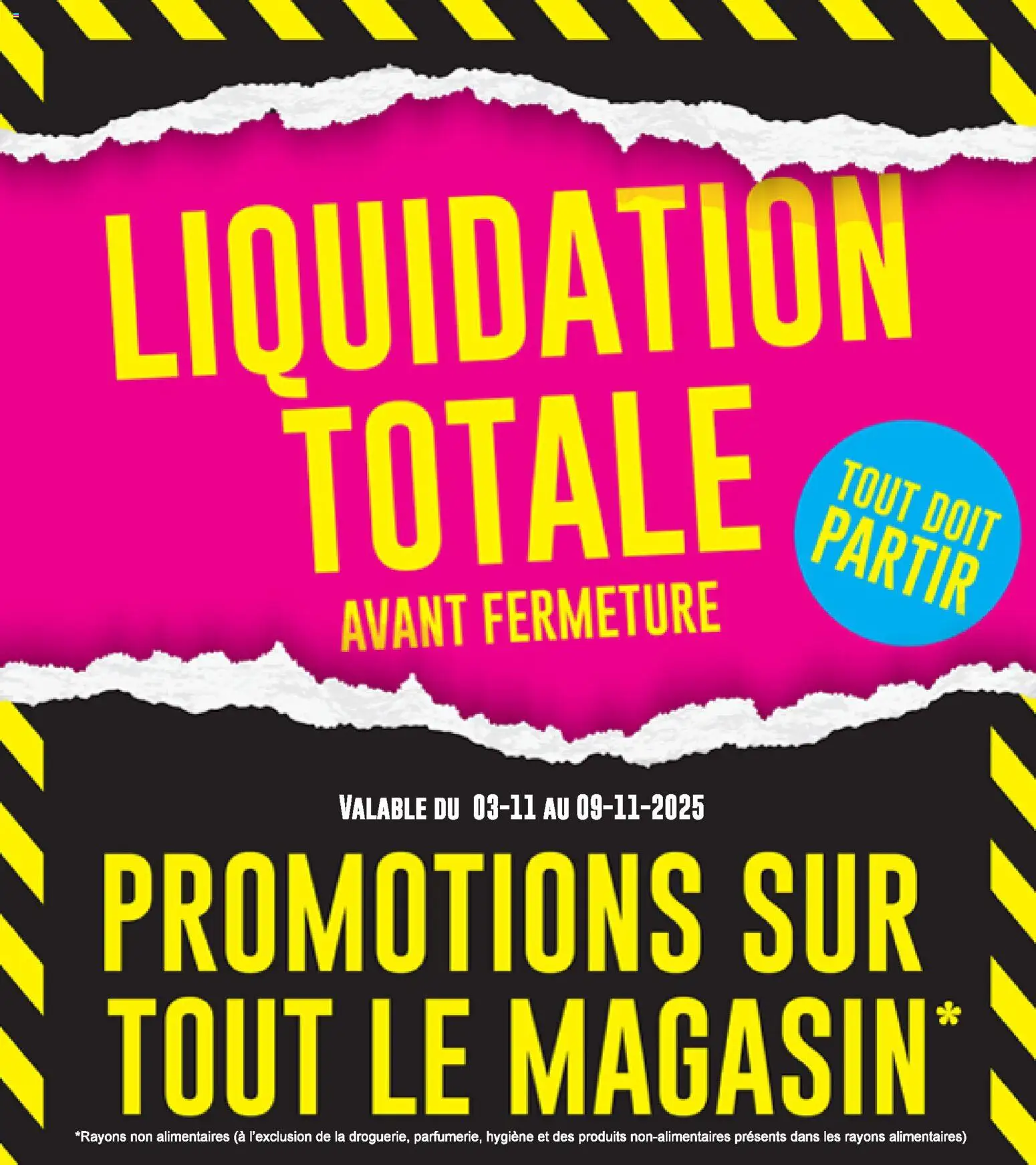 Voorbeeld van Liquidation totale van winkel Cora geldig vanaf 03/11/2025