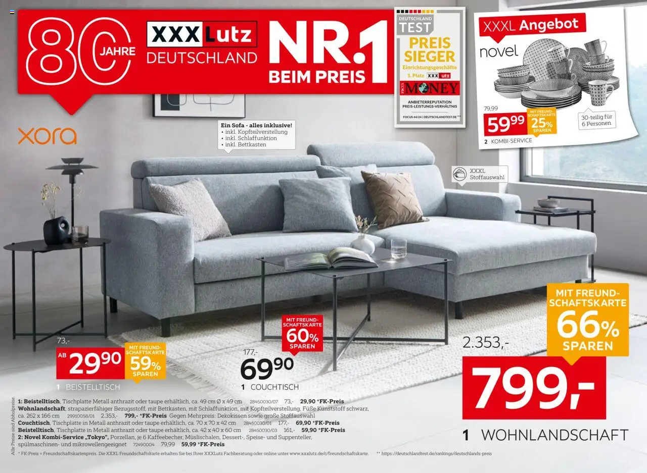 XXXL Lutz Nr. 1 beim Preis (vom 04.08.2025 - 10.08.2025) - Sofa, Couchtisch, Beistelltisch, Wohnlandschaft