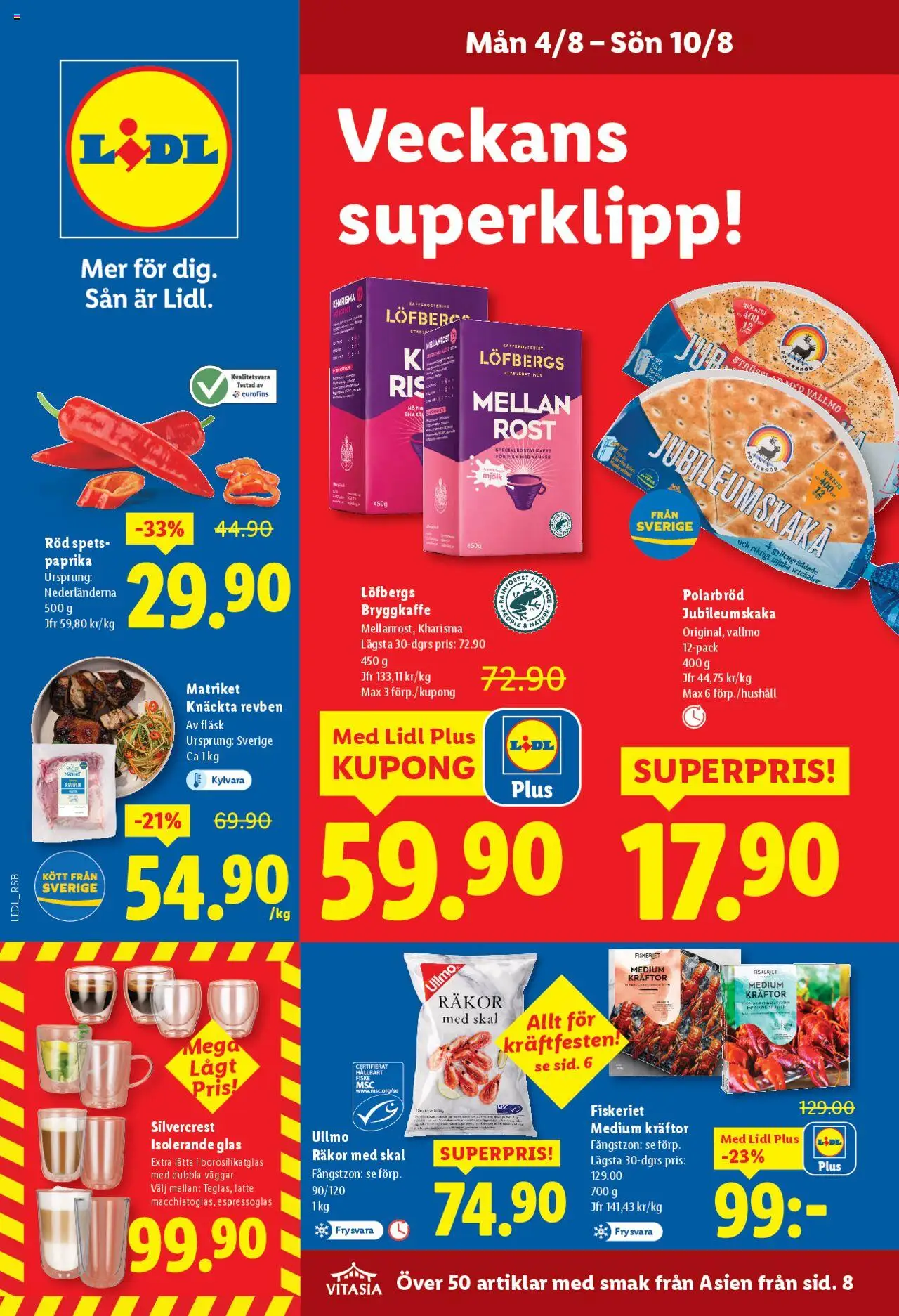 Aktuella reklamblad Lidl är giltig 04/08 2025 > Veckans Erbjudanden gäller från 04/08/2025 till 10/08/2025 sidnummer 1