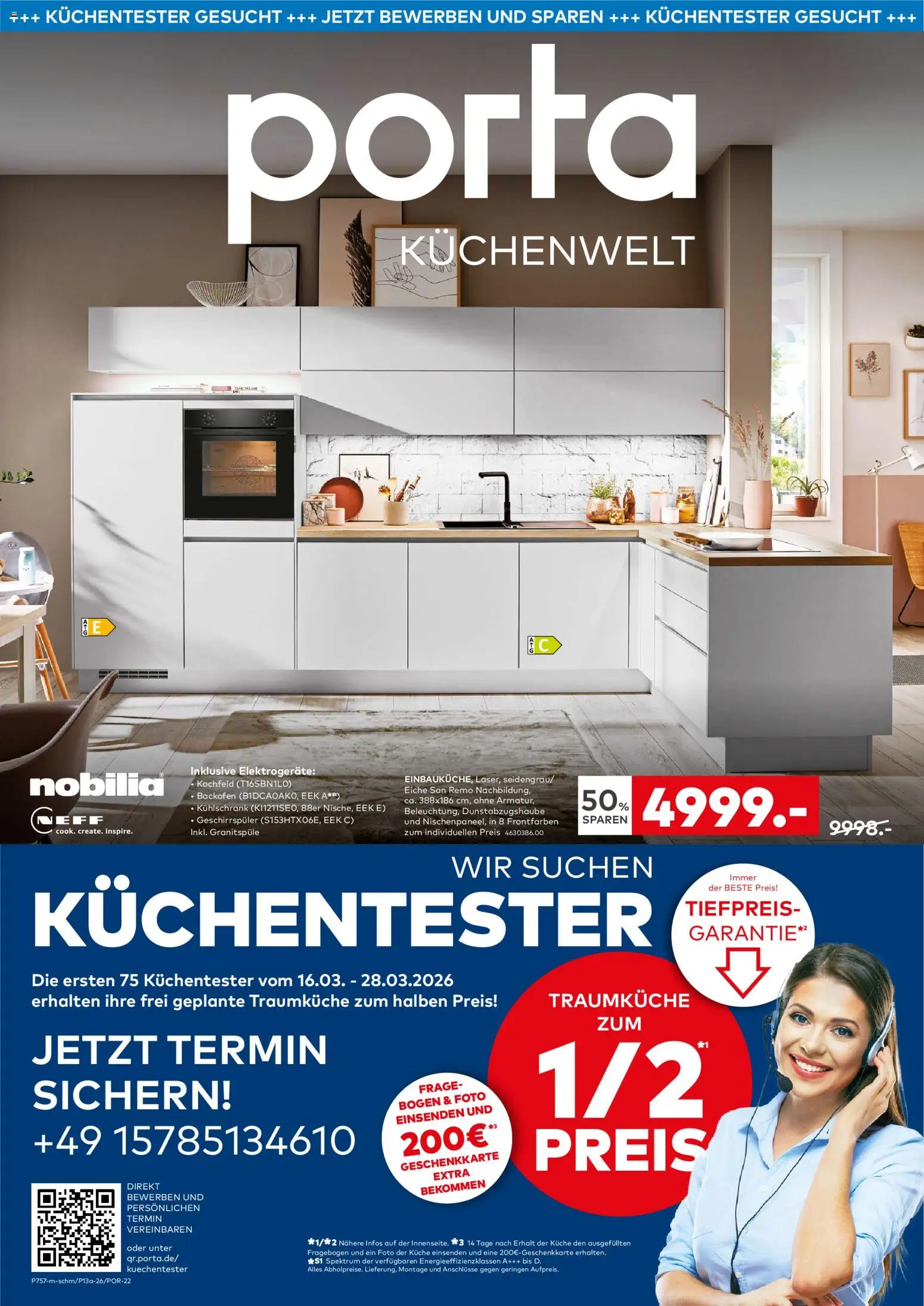 Vorschau von dem Prospekt des Geschäftes Porta!, gültig ab dem 16.03.2026 - Kühlschrank, Küche, Geschirrspüler, Backofen, Neff, Kochfeld
