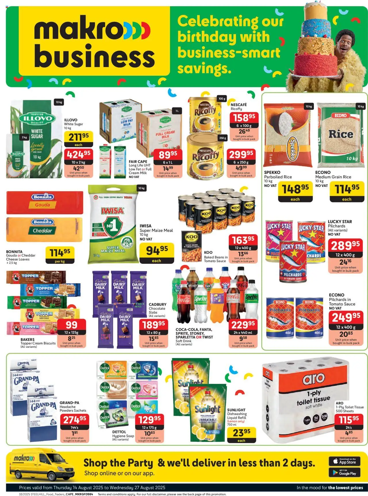 Makro Cape Town - Business from 14/08 - 27/08/2025 > Promotions - Toilet, Milk, Cheese, Sugar, Lemon, Beans, Sauce, Cheddar