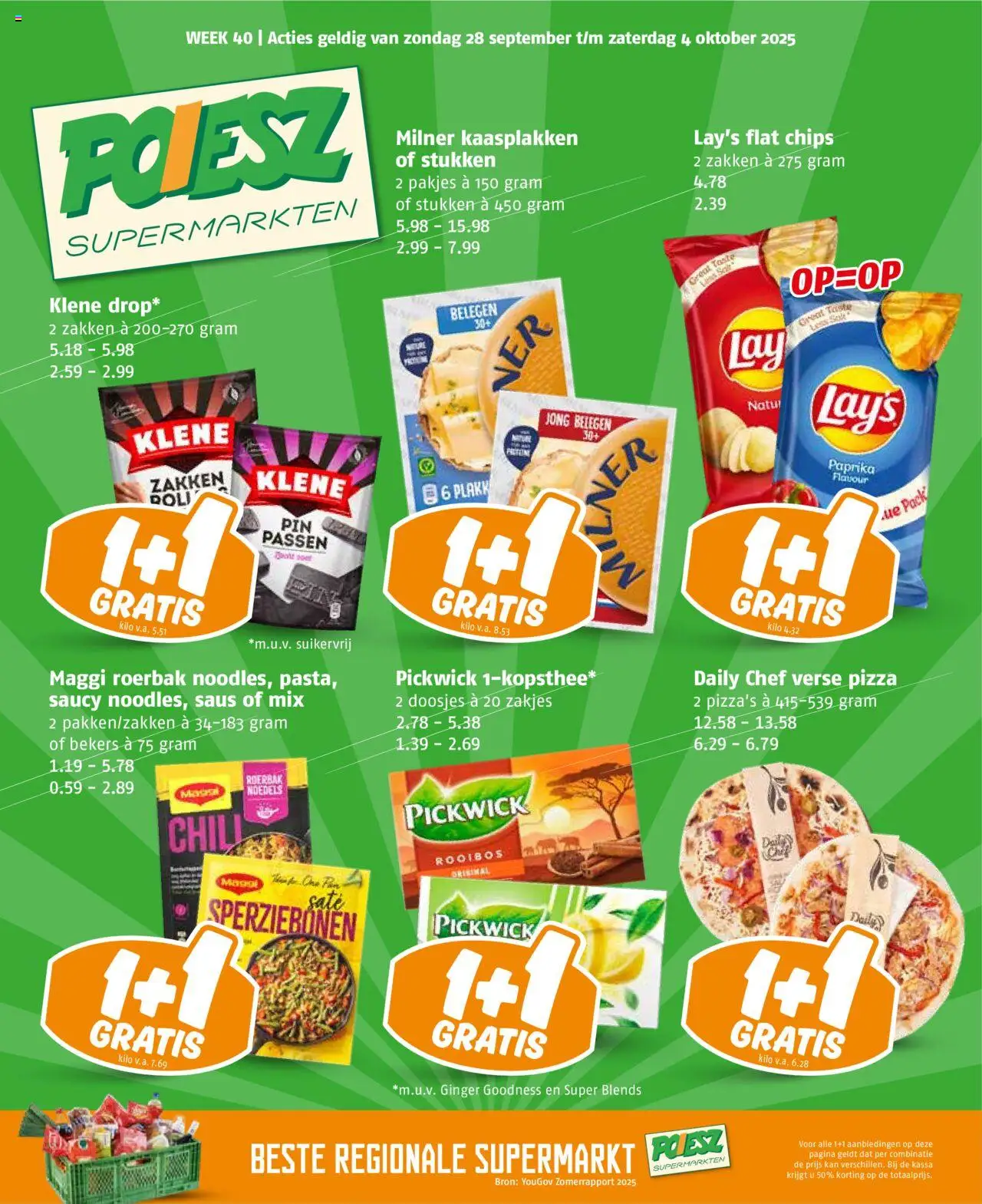 Poiesz shop Folder week 40 geldig vanaf 28-09-2025 - Paginanummer 1 - Pizza, Chips, Paprika, Chili, Kan, Noedels, Saus