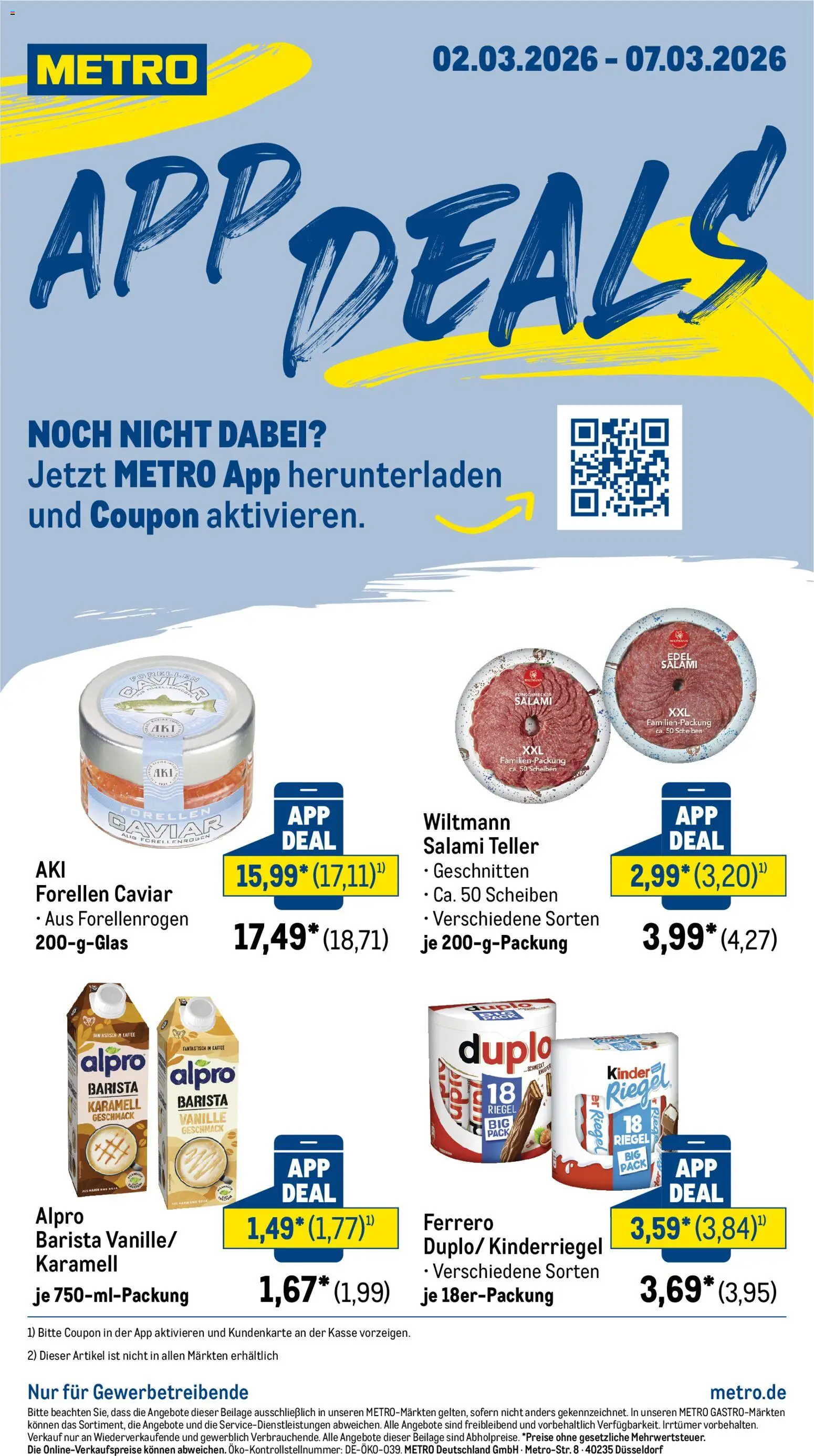 Vorschau von dem Prospekt des Geschäftes Metro, gültig ab dem 02.03.2026 - Kaffee, Salami, Vanille, Alpro