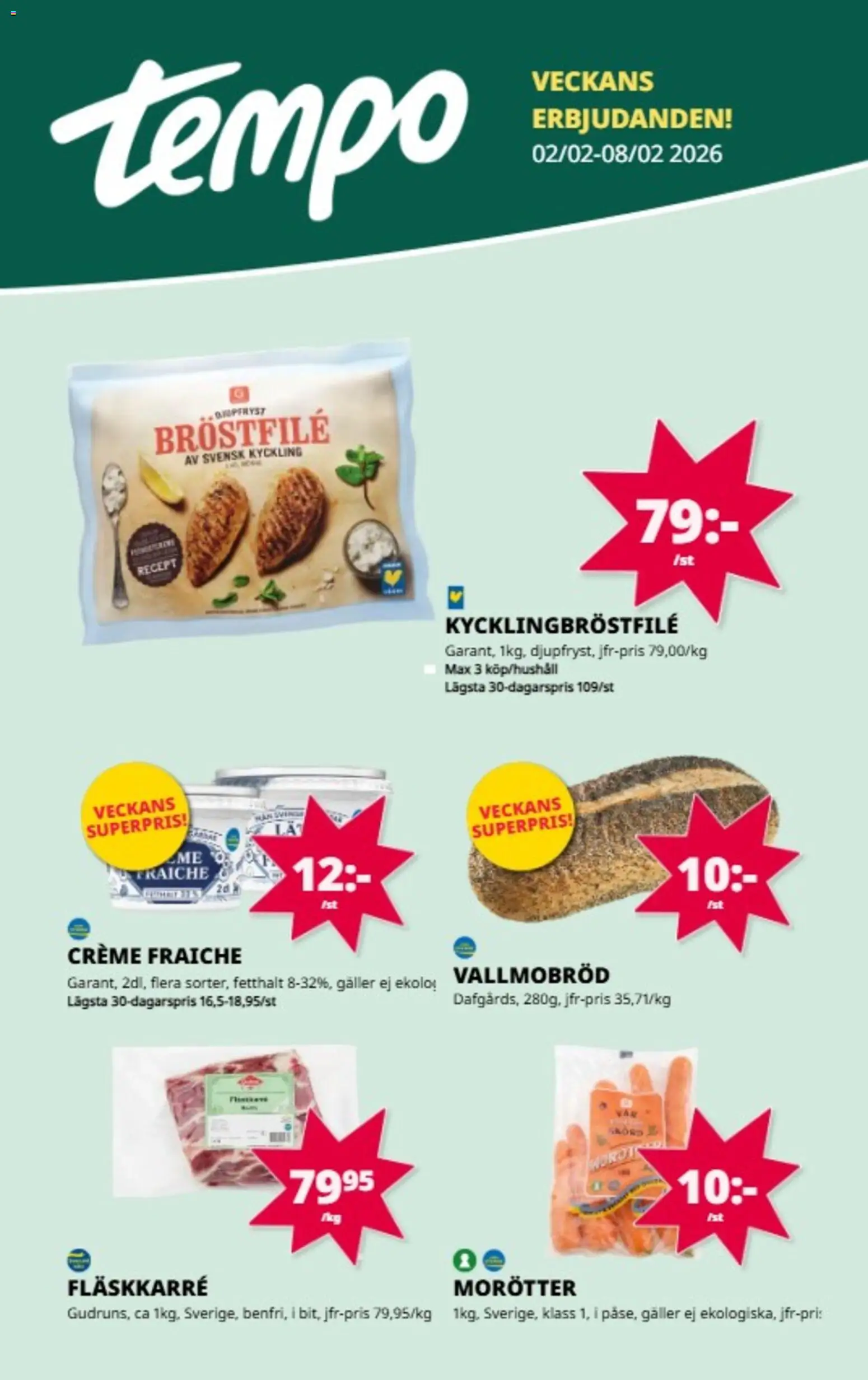 Förhandsgranska reklamblad Aktuella reklamblad Tempo från butik Tempo gäller från 02/02/2026
