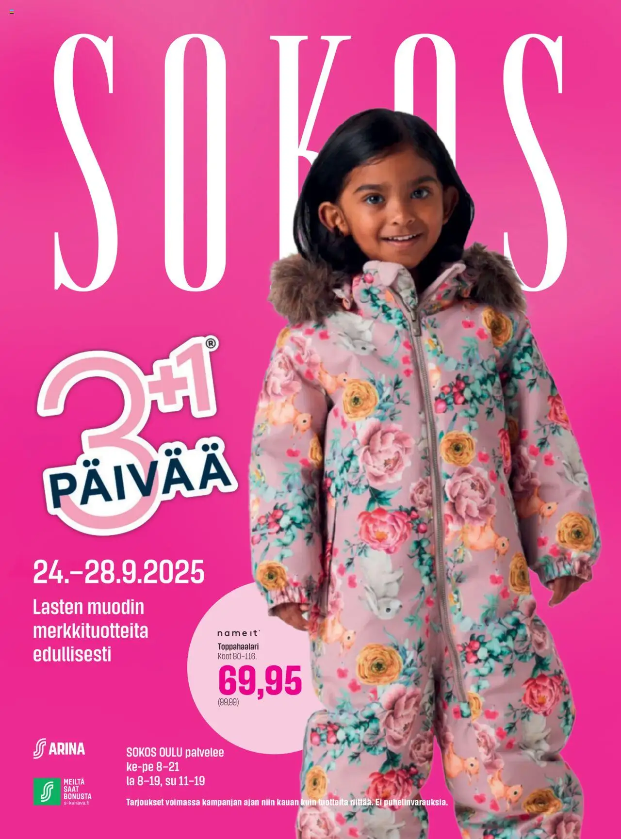 Sokos-kaupan 3+1 päivaa lasten kuvasto 2025 voimassa 24/09/2025 - Sivulla 1