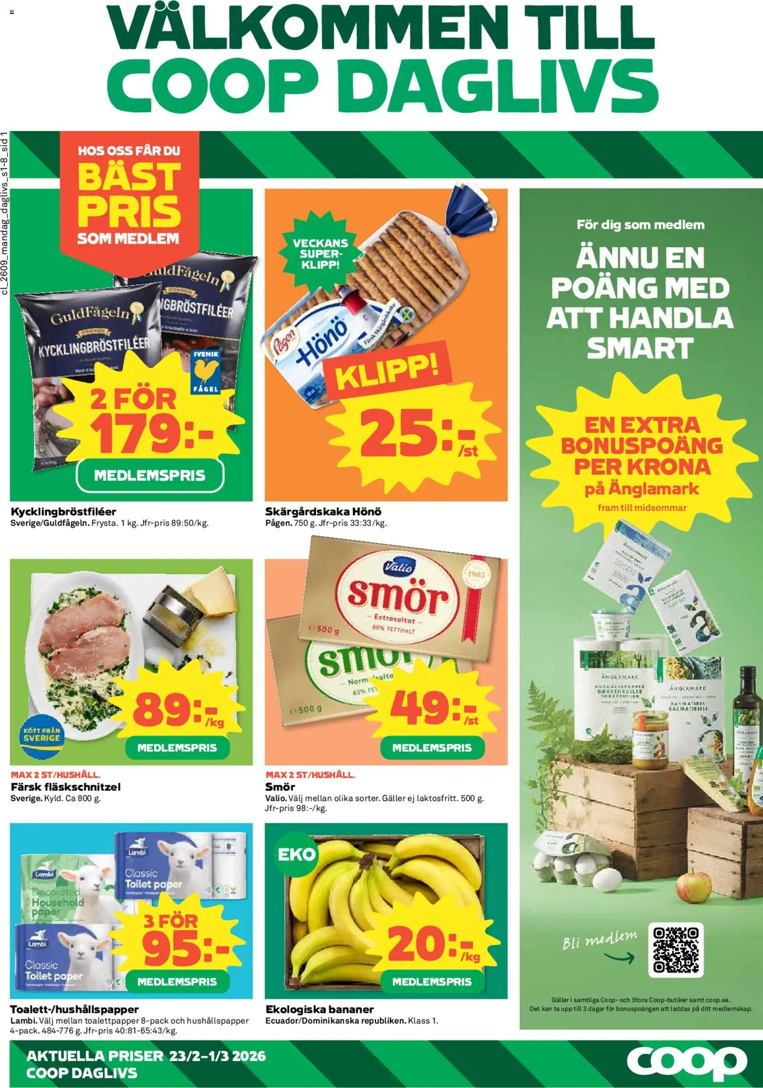 Förhandsgranska reklamblad Aktuella reklamblad Coop Daglivs från butik Coop Daglivs gäller från 23/02/2026