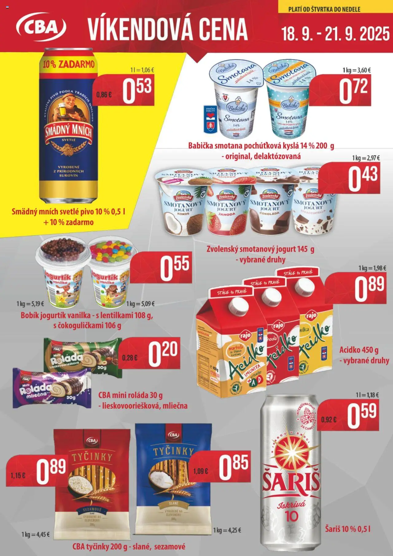 Nitrazdroj Víkendové ceny CBA (18.09. - 21.09.2025) - Akčná ponuka