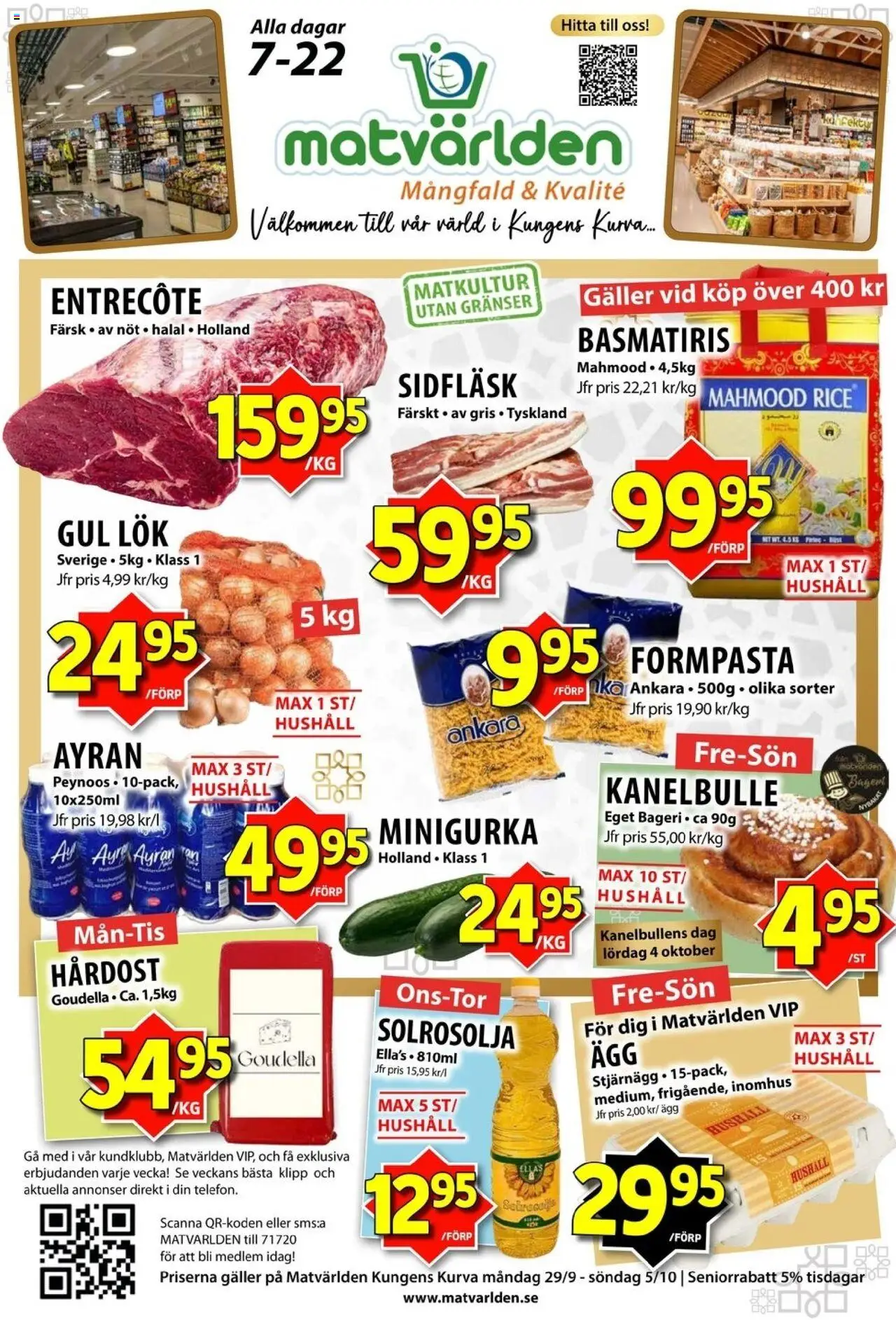 Aktuella reklamblad Matvärlden är giltig 29/09 2025 > Veckans Erbjudanden gäller från 29/09/2025 till 05/10/2025 sidnummer 1