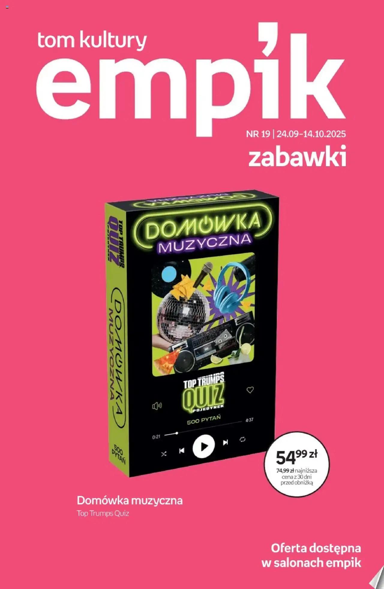 Pogląd gazetki "Tom kultury - Zabawki" ze sklepu Empik ważnej od 24.09.2025 - Zabawki, Top