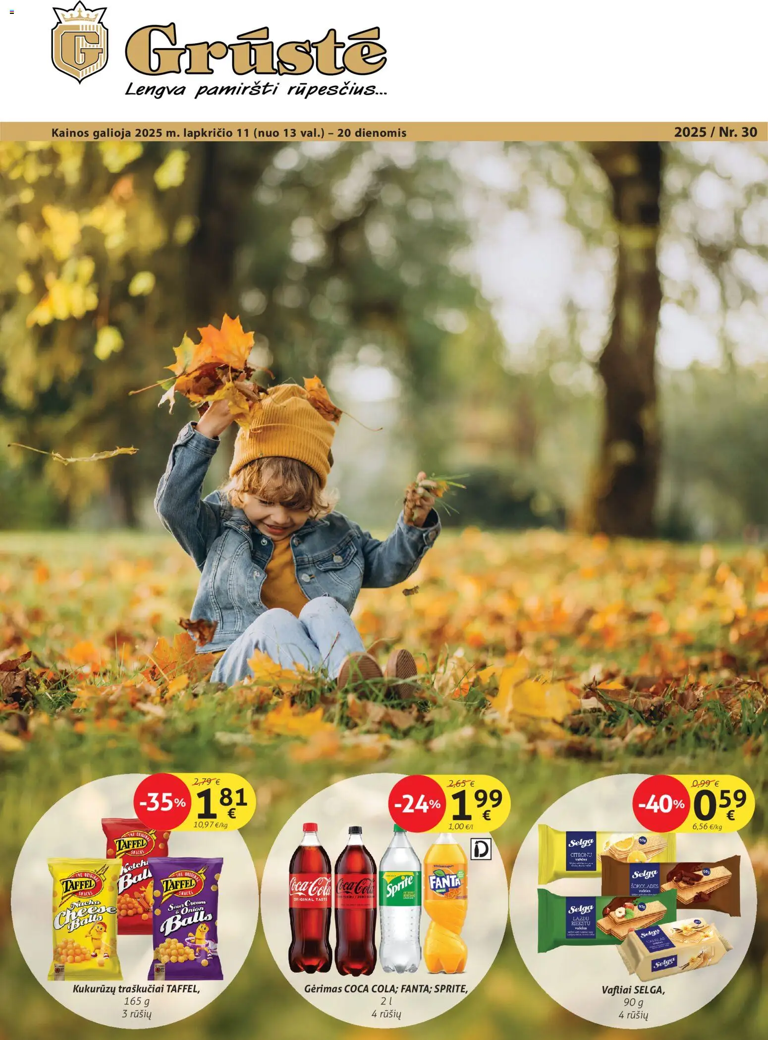 GRUSTE parduotuvės leidinio Leidinys galiojančio nuo 2025.11.11 peržiūra - Vafliai, Traškučiai