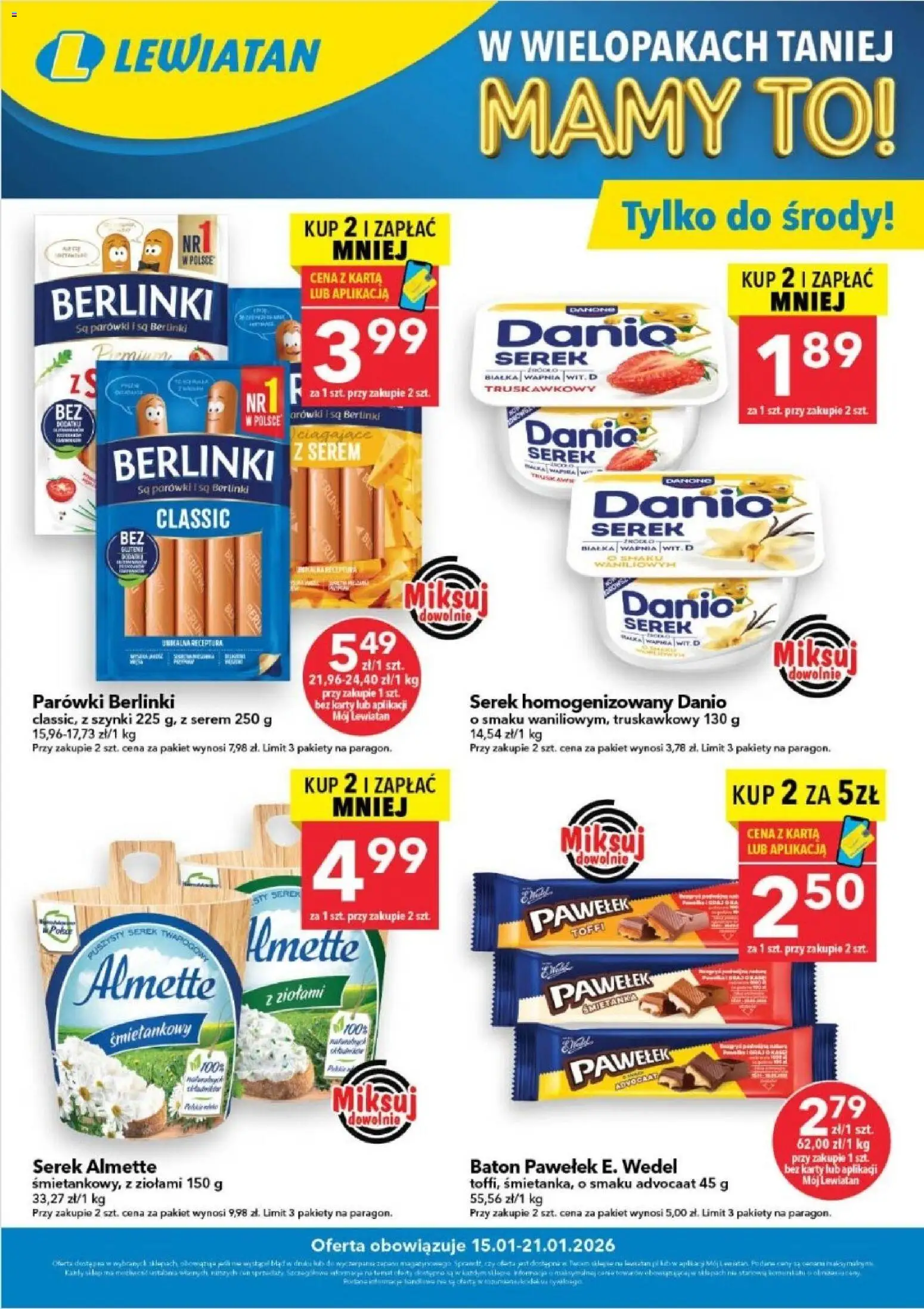 Pogląd gazetki "W wielopakach taniej" ze sklepu Lewiatan ważnej od 15.01.2026