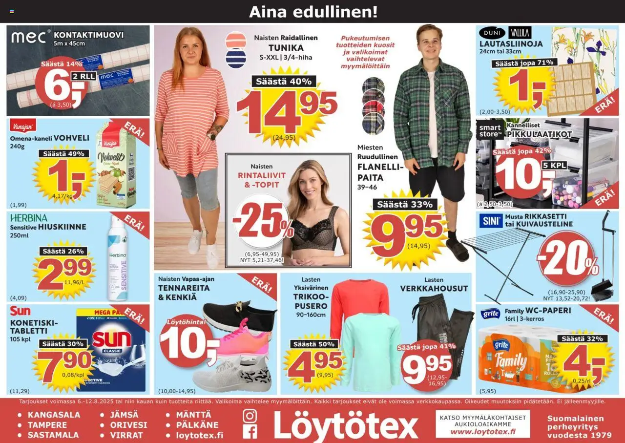 Löytötex-kaupan Tarjoukset voimassa 06/08/2025 - Sivulla 1